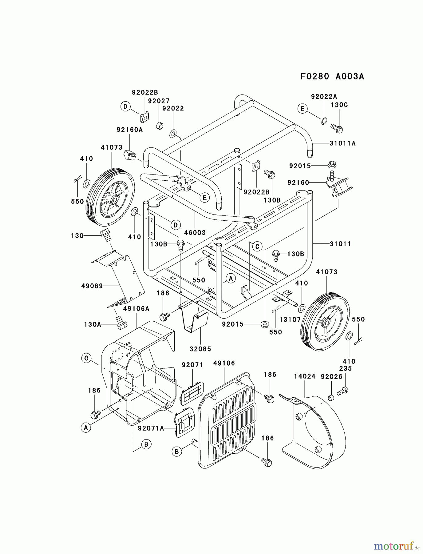  Kawasaki Geräte Stromerzeuger GEF00A-AS00 (GE5000AS) - Kawasaki Generator FRAME