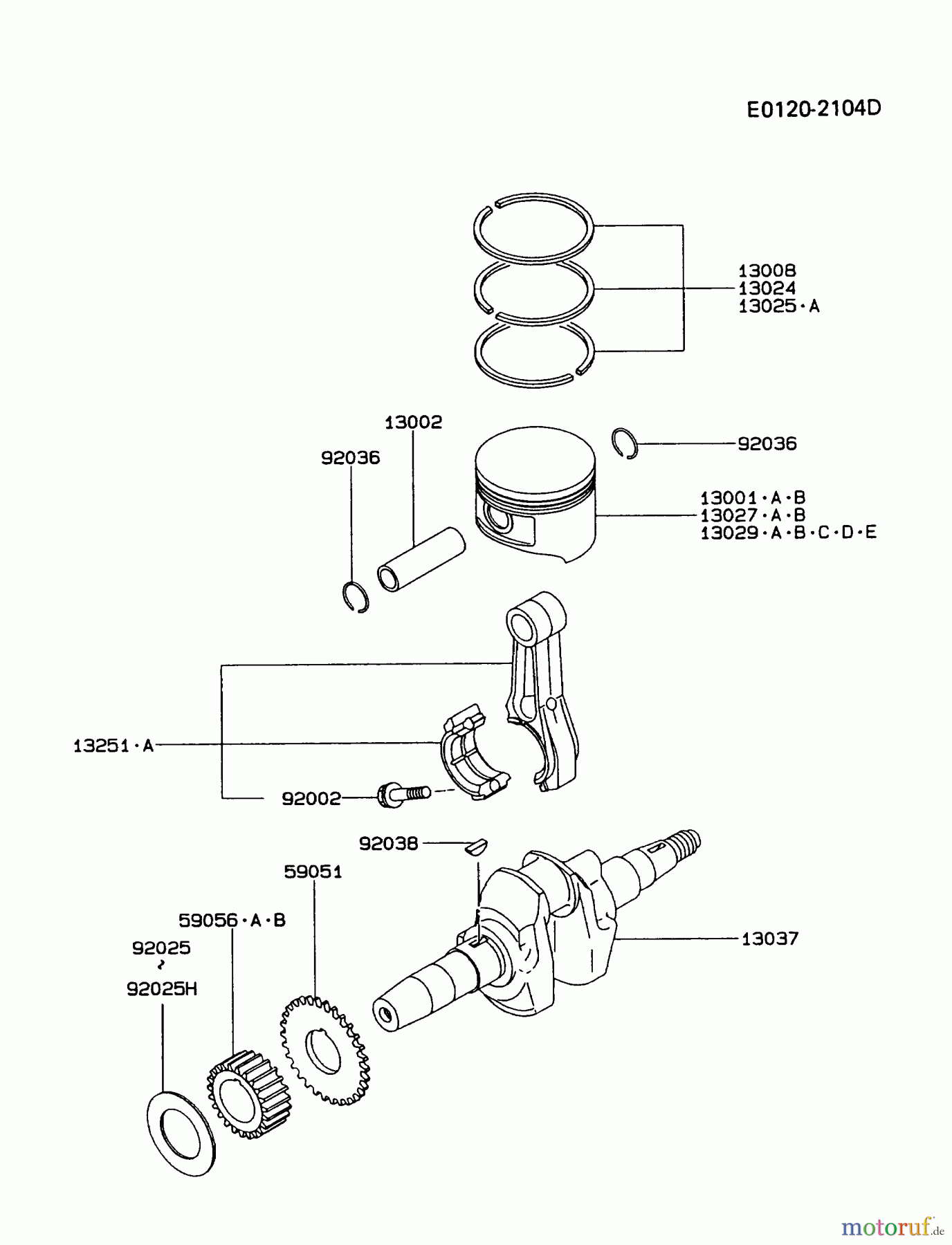  Kawasaki Geräte Stromerzeuger GER00A-AS00 (GE4000AS) - Kawasaki Generator PISTON/CRANKSHAFT