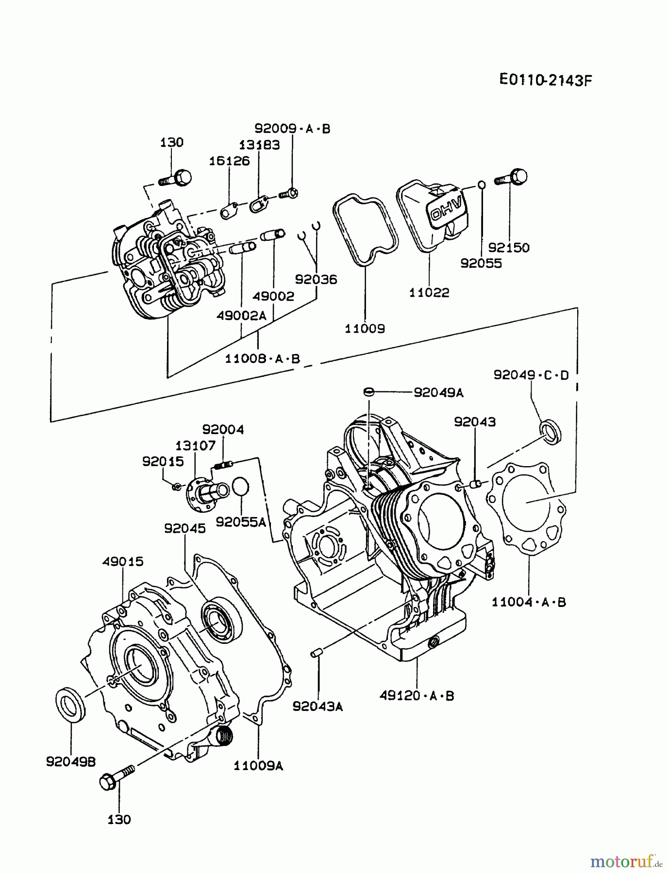  Kawasaki Geräte Stromerzeuger GER50A-AS00 (GE4500AS) - Kawasaki Generator CYLINDER/CRANKCASE