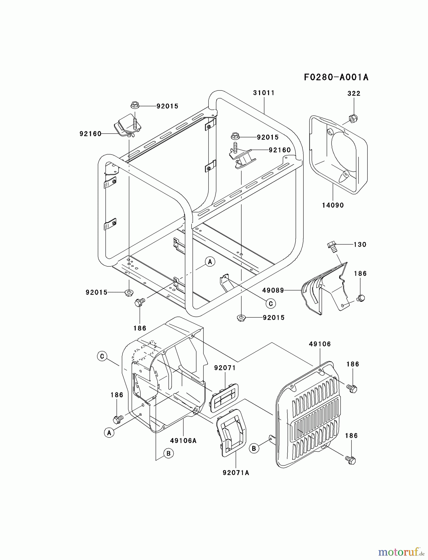  Kawasaki Geräte Stromerzeuger GEW20A-BS01 (GE2200A) - Kawasaki Generator FRAME