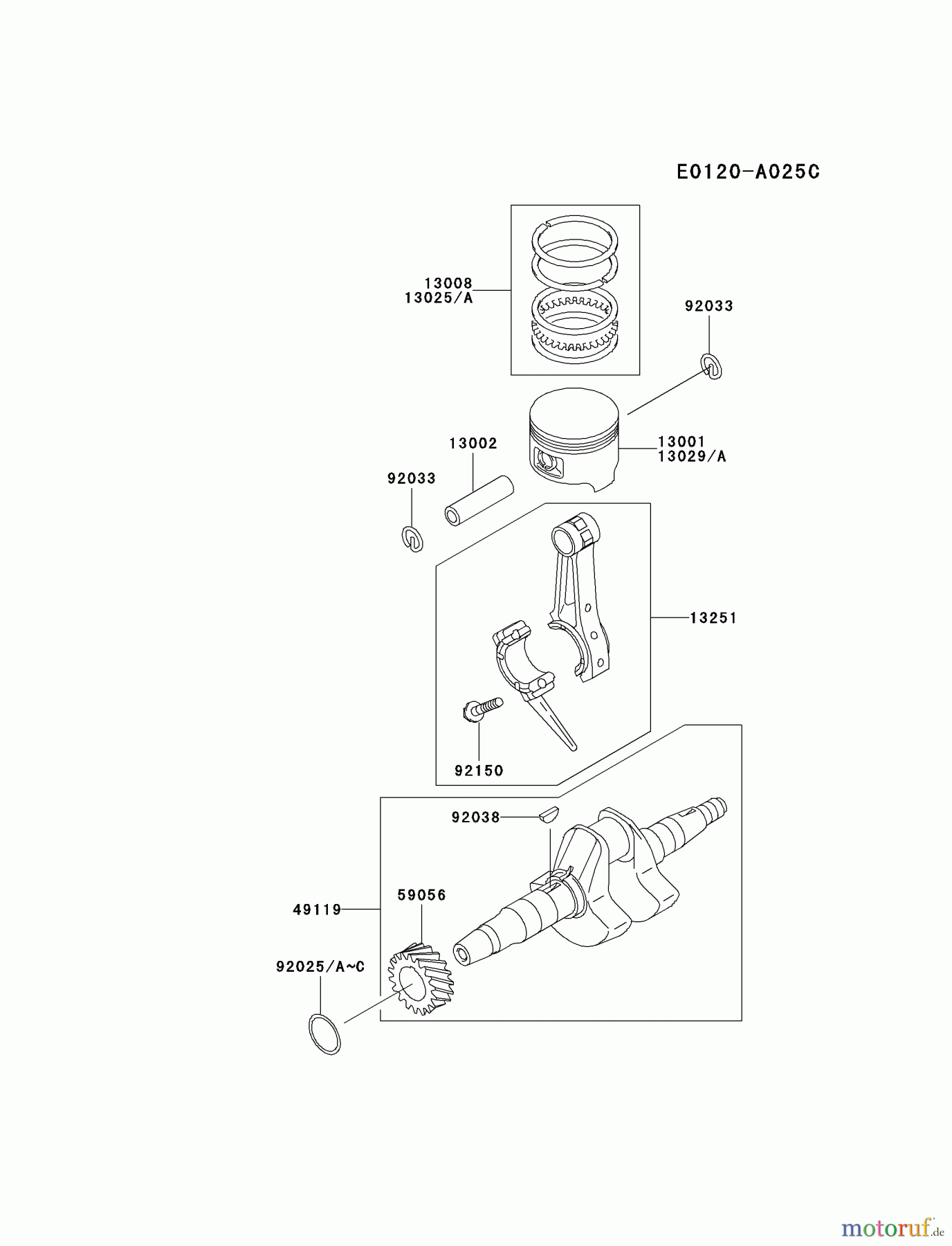  Kawasaki Geräte Stromerzeuger GEW20A-DS01 (GE2200A) - Kawasaki Generator PISTON/CRANKSHAFT