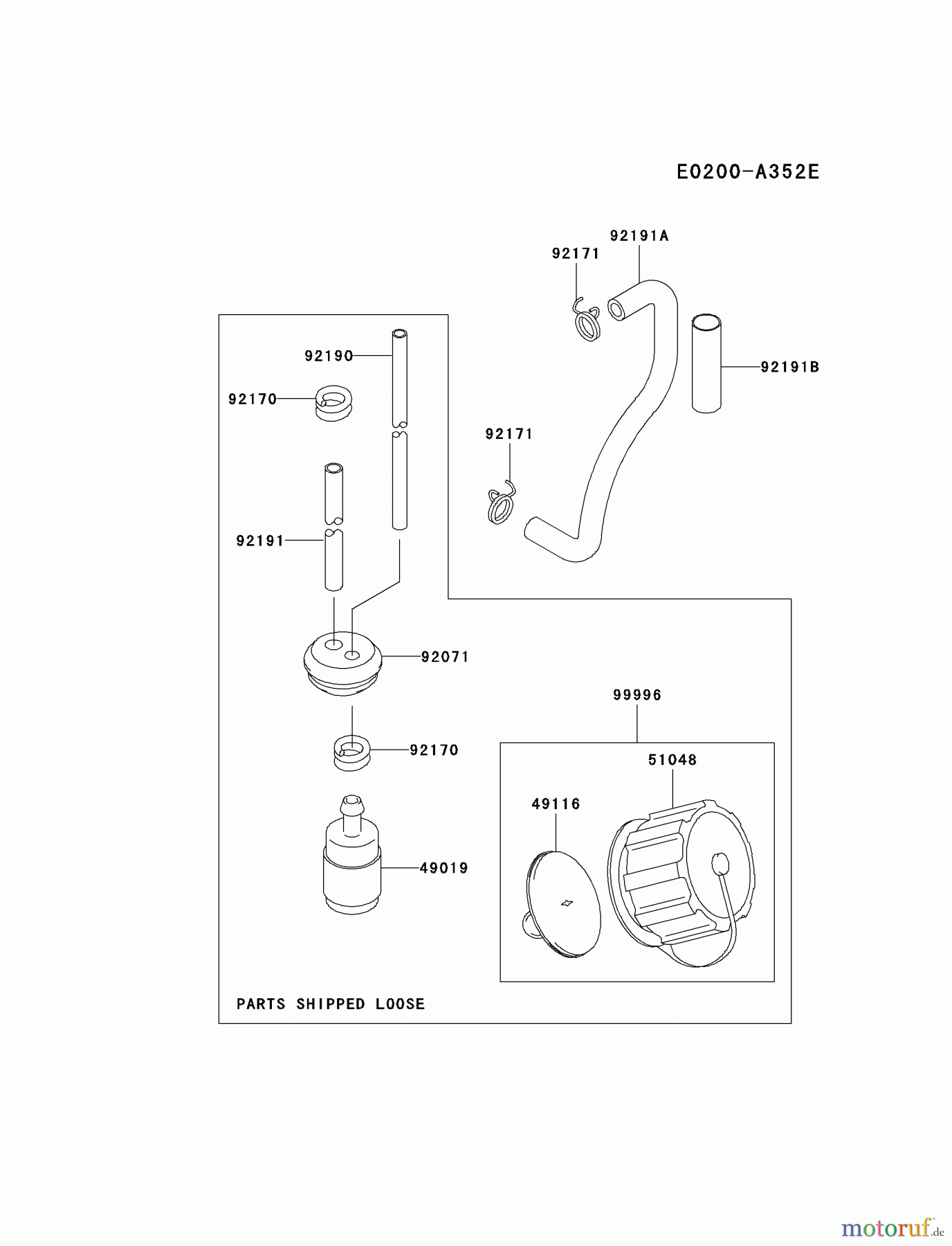  Kawasaki Geräte Bläser / Sauger / Häcksler / Zerkleinerer HG450A-AS00 (KRB450BC) - Kawasaki Backpack Blower FUEL-TANK/FUEL-VALVE