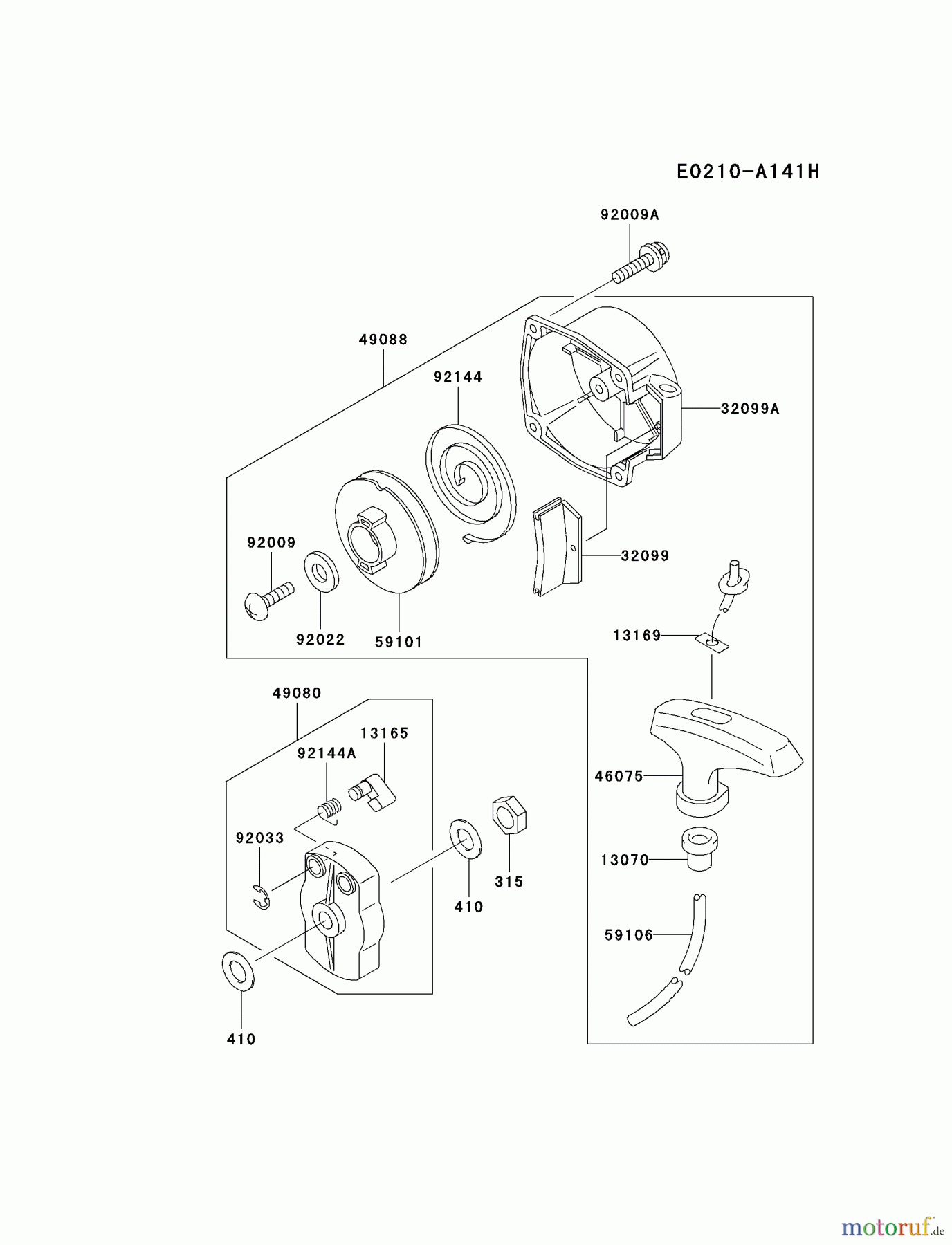  Kawasaki Geräte Bläser / Sauger / Häcksler / Zerkleinerer HG450A-AS00 (KRB450BC) - Kawasaki Backpack Blower STARTER