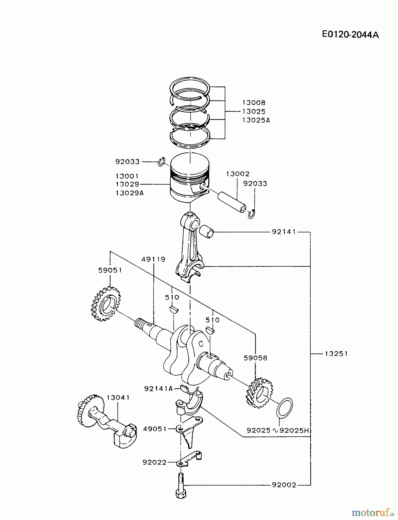  Kawasaki Geräte Stromerzeuger GZF00A-FS00 (KG5000) - Kawasaki Generator PISTON/CRANKSHAFT