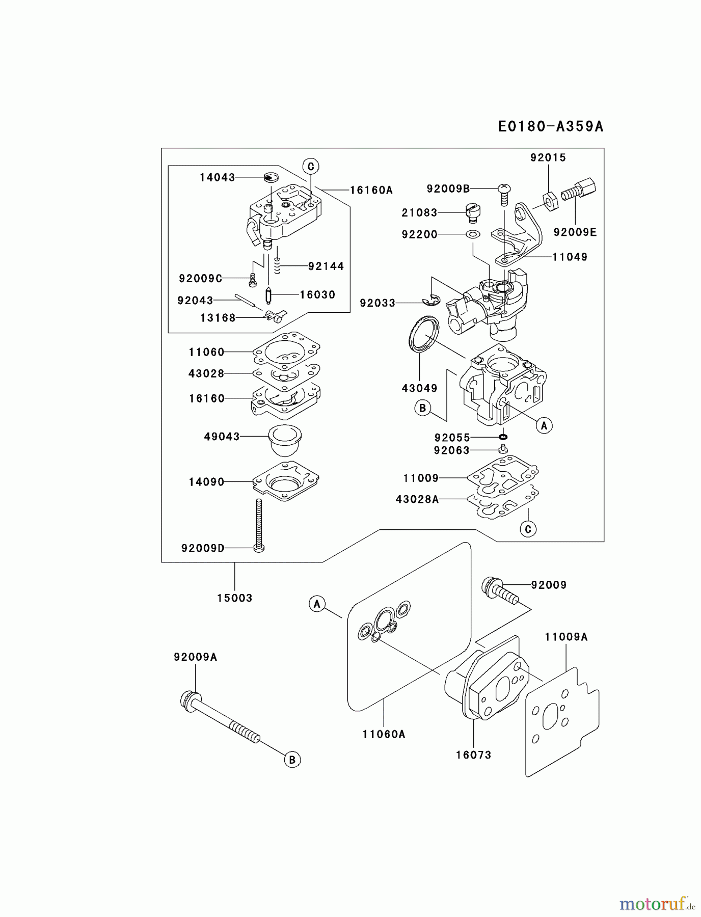  Kawasaki Geräte Heckenscheren HB600A-AS00 (KHD600A) - Kawasaki Hedge Trimmer CARBURETOR