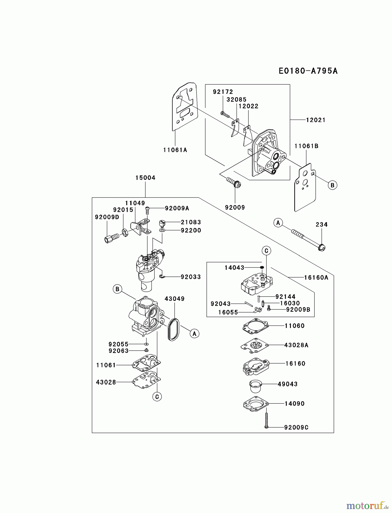  Kawasaki Geräte Trimmer, Faden / Bürste KTF27A-A3 (KTF27A) - Kawasaki Grass Trimmer CARBURETOR