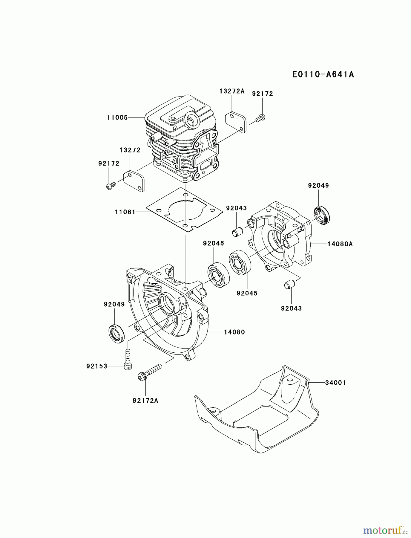  Kawasaki Geräte Trimmer, Faden / Bürste KTF27A-A3 (KTF27A) - Kawasaki Grass Trimmer CYLINDER/CRANKCASE