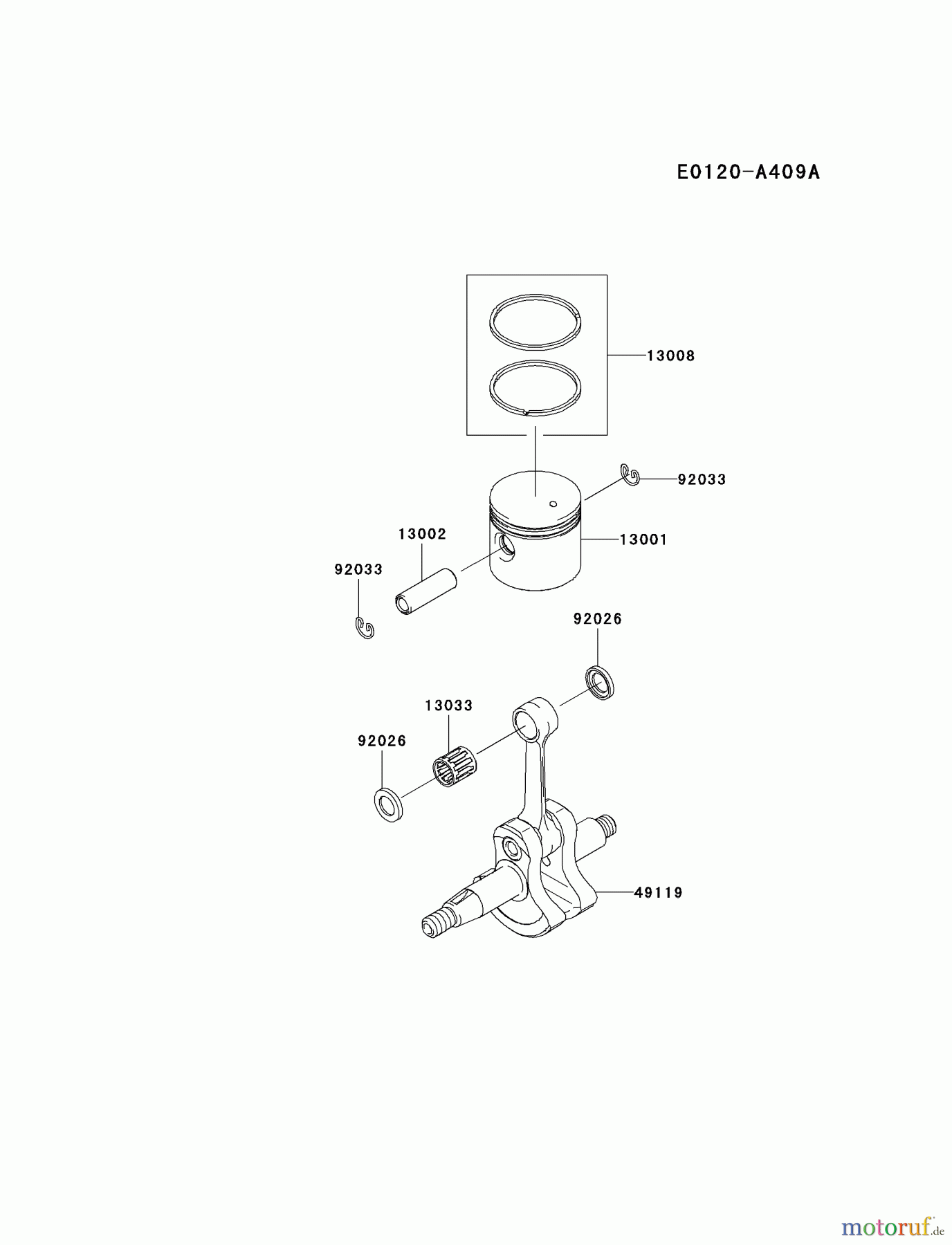  Kawasaki Geräte Trimmer, Faden / Bürste KGT27B-A3 (KGT27B) - Kawasaki Grass Trimmer PISTON/CRANKSHAFT