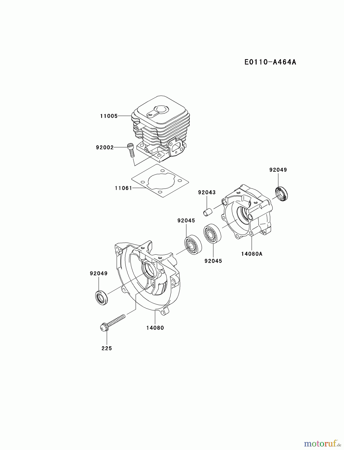  Kawasaki Geräte Bläser / Sauger / Häcksler / Zerkleinerer KRB300A-A2 (KRB300A) - Kawasaki Backpack Blower CYLINDER/CRANKCASE