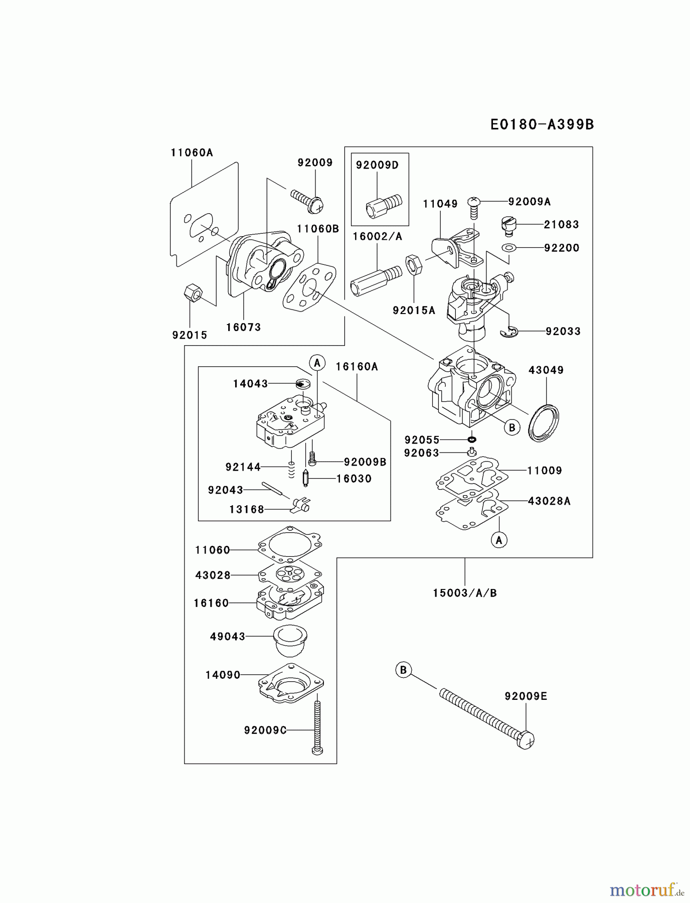  Kawasaki Geräte Trimmer, Faden / Bürste HA026F-AS01 (KBL26A) - Kawasaki Brush Cutter CARBURETOR