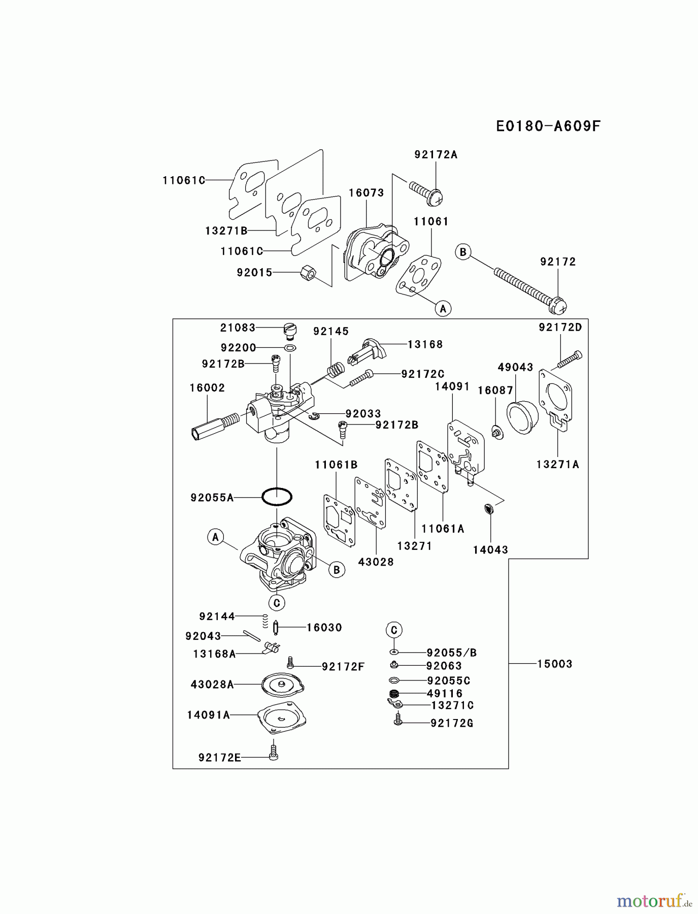  Kawasaki Geräte Trimmer, Faden / Bürste KBL27A-A1 (KBL27A) - Kawasaki Brush Cutter CARBURETOR