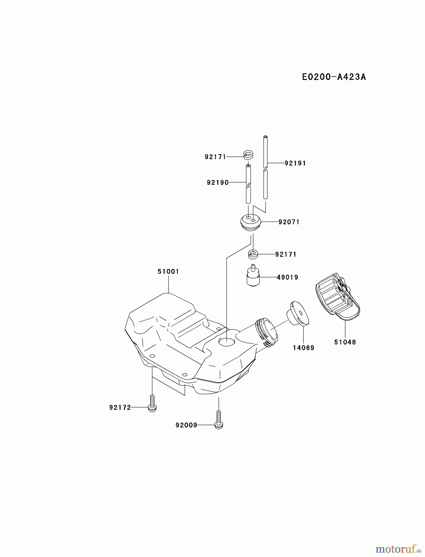  Kawasaki Geräte Trimmer, Faden / Bürste KBL27A-A1 (KBL27A) - Kawasaki Brush Cutter FUEL-TANK/FUEL-VALVE