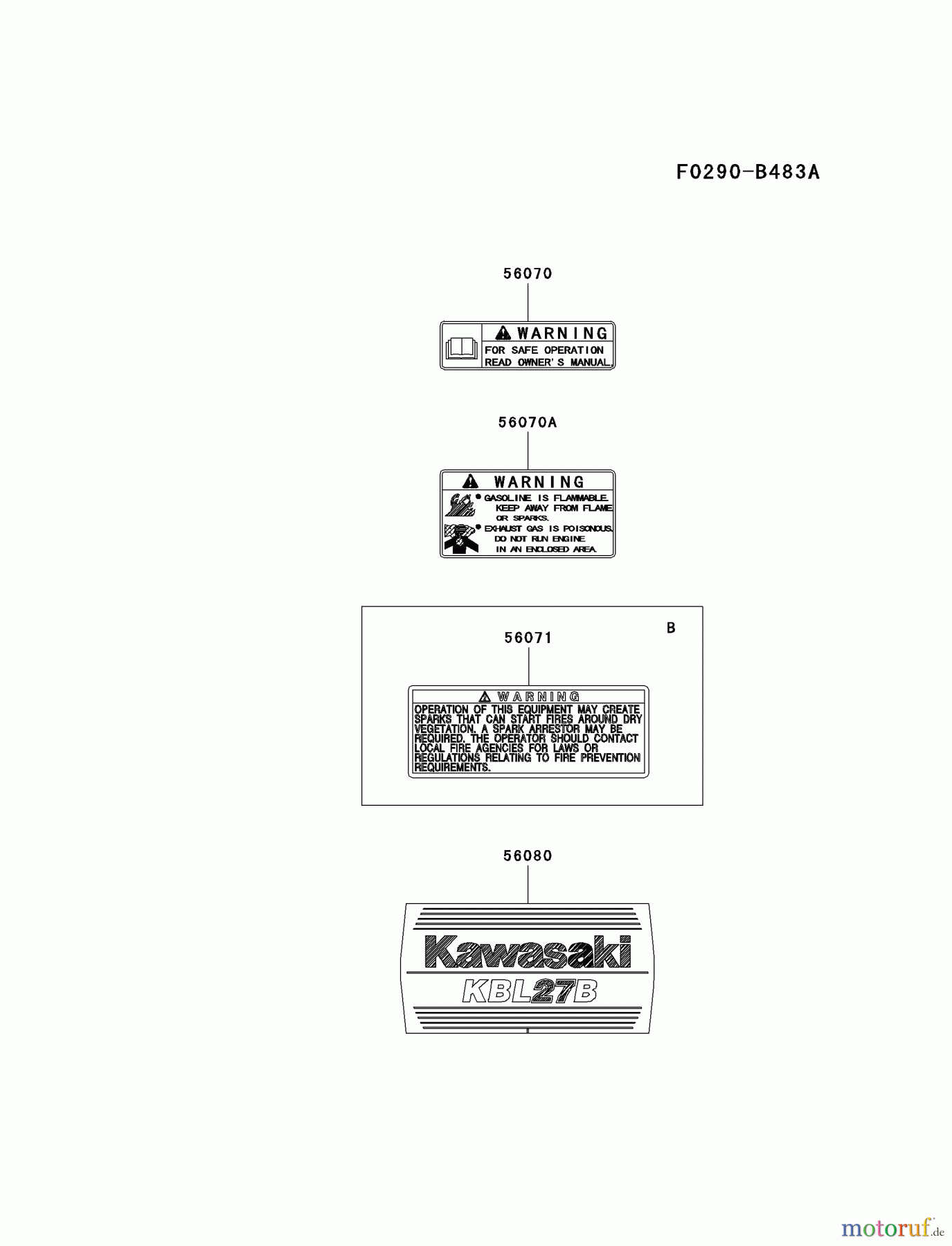  Kawasaki Geräte Trimmer, Faden / Bürste KBL27B-A2 (KBL27B) - Kawasaki Brush Cutter LABEL