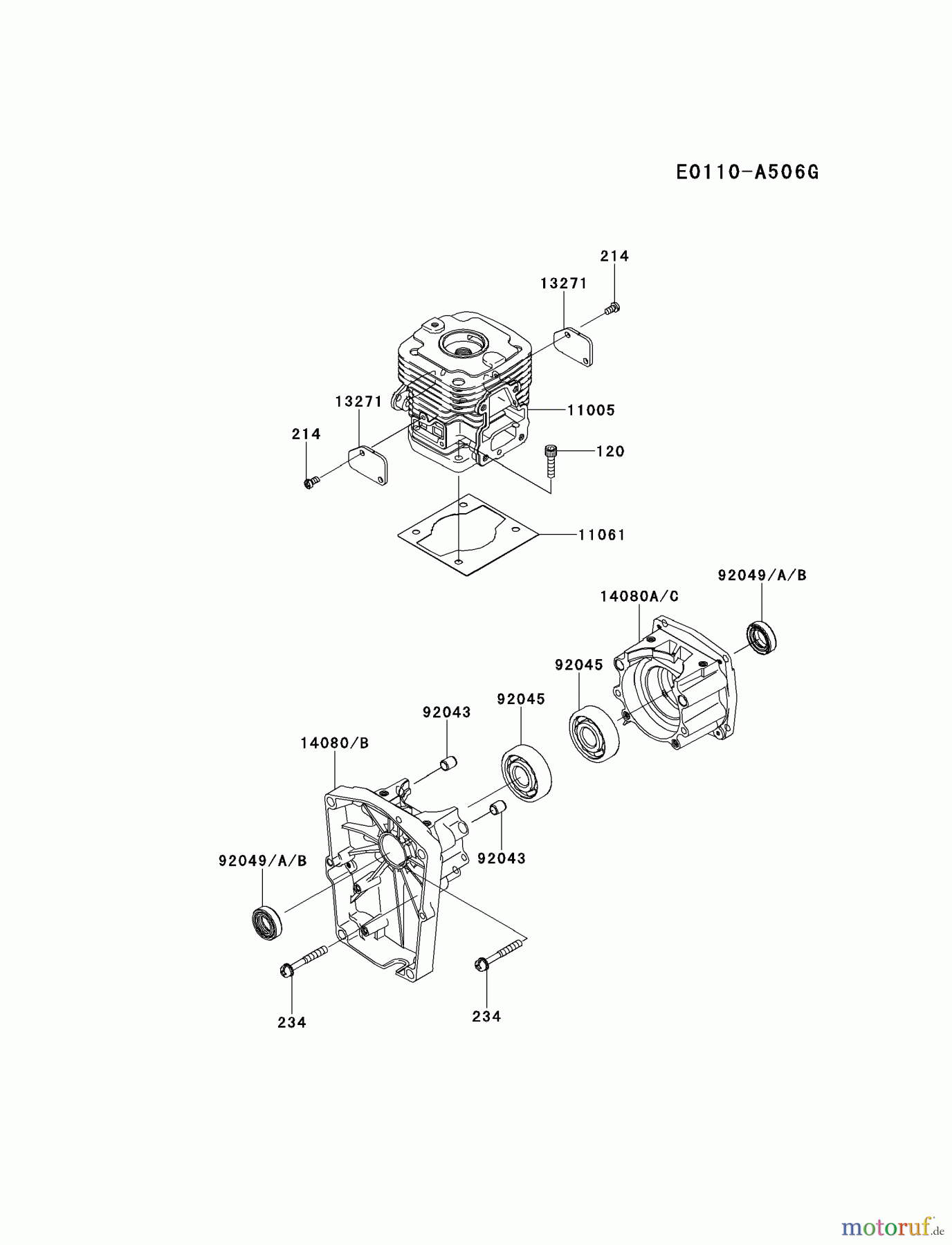  Kawasaki Geräte Bläser / Sauger / Häcksler / Zerkleinerer KRB650B-A3 (KRB650B) - Kawasaki Backpack Blower CYLINDER/CRANKCASE