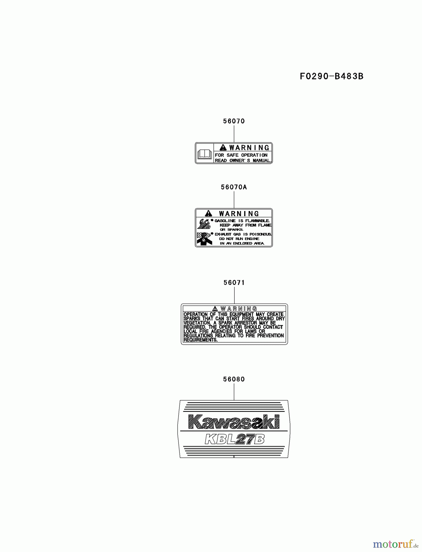  Kawasaki Geräte Trimmer, Faden / Bürste KBL27B-A3 (KBL27B) - Kawasaki Brush Cutter LABEL