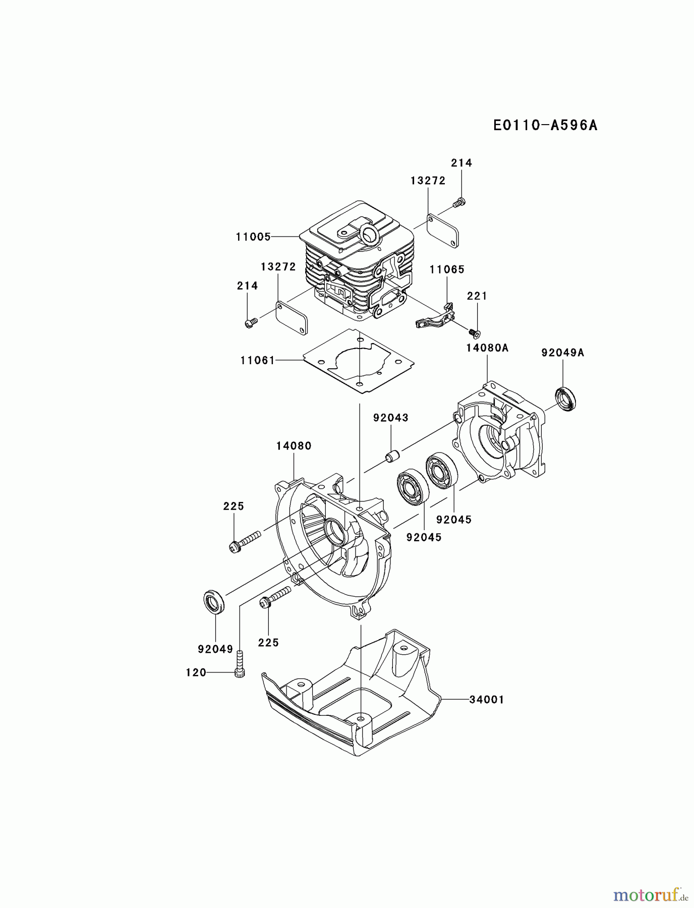  Kawasaki Geräte Trimmer, Faden / Bürste KGT35A-A1 (KGT35A) - Kawasaki Grass Trimmer CYLINDER/CRANKCASE