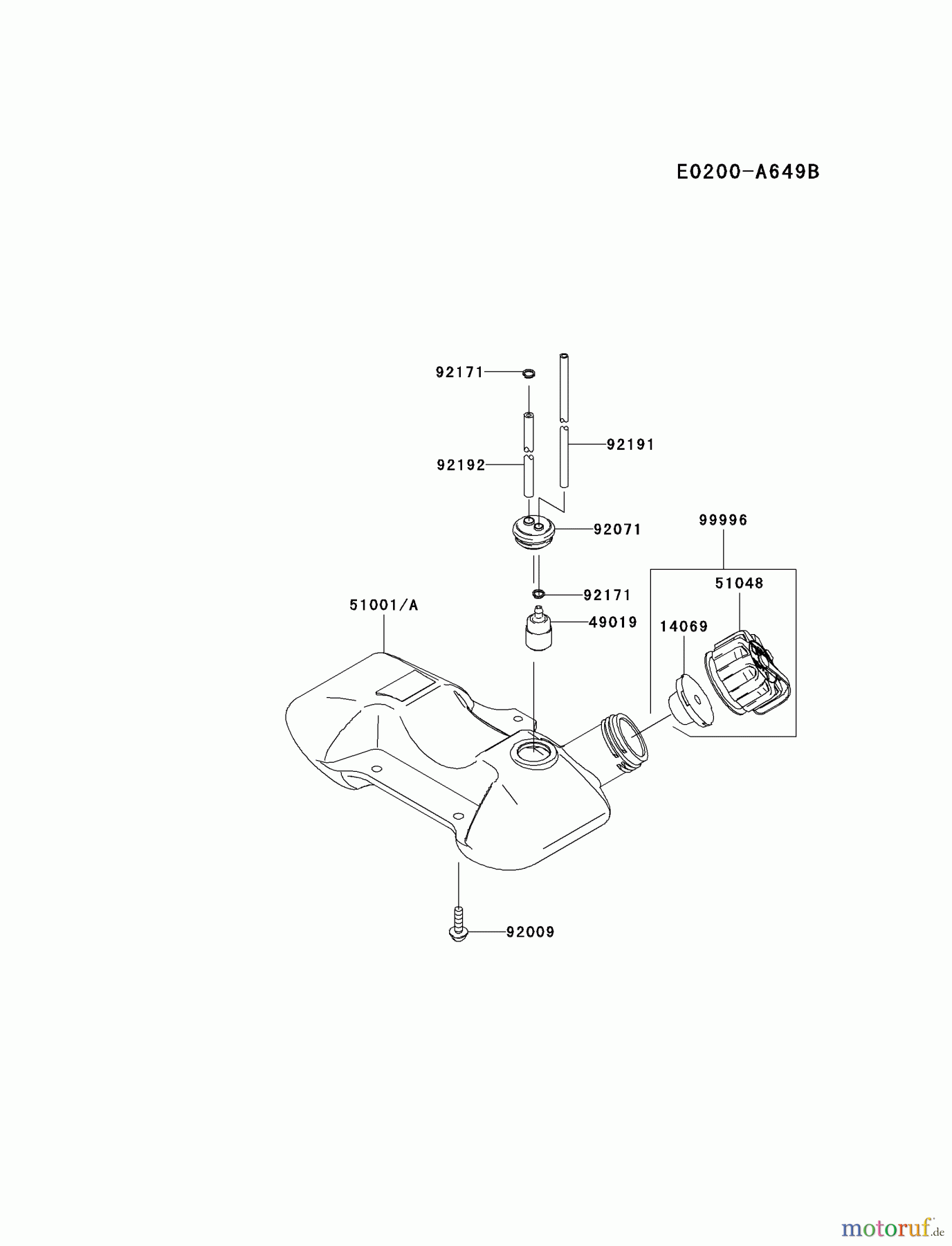  Kawasaki Geräte Trimmer, Faden / Bürste KBL35A-A1 (KBL35A) - Kawasaki Brush Cutter FUEL-TANK/FUEL-VALVE