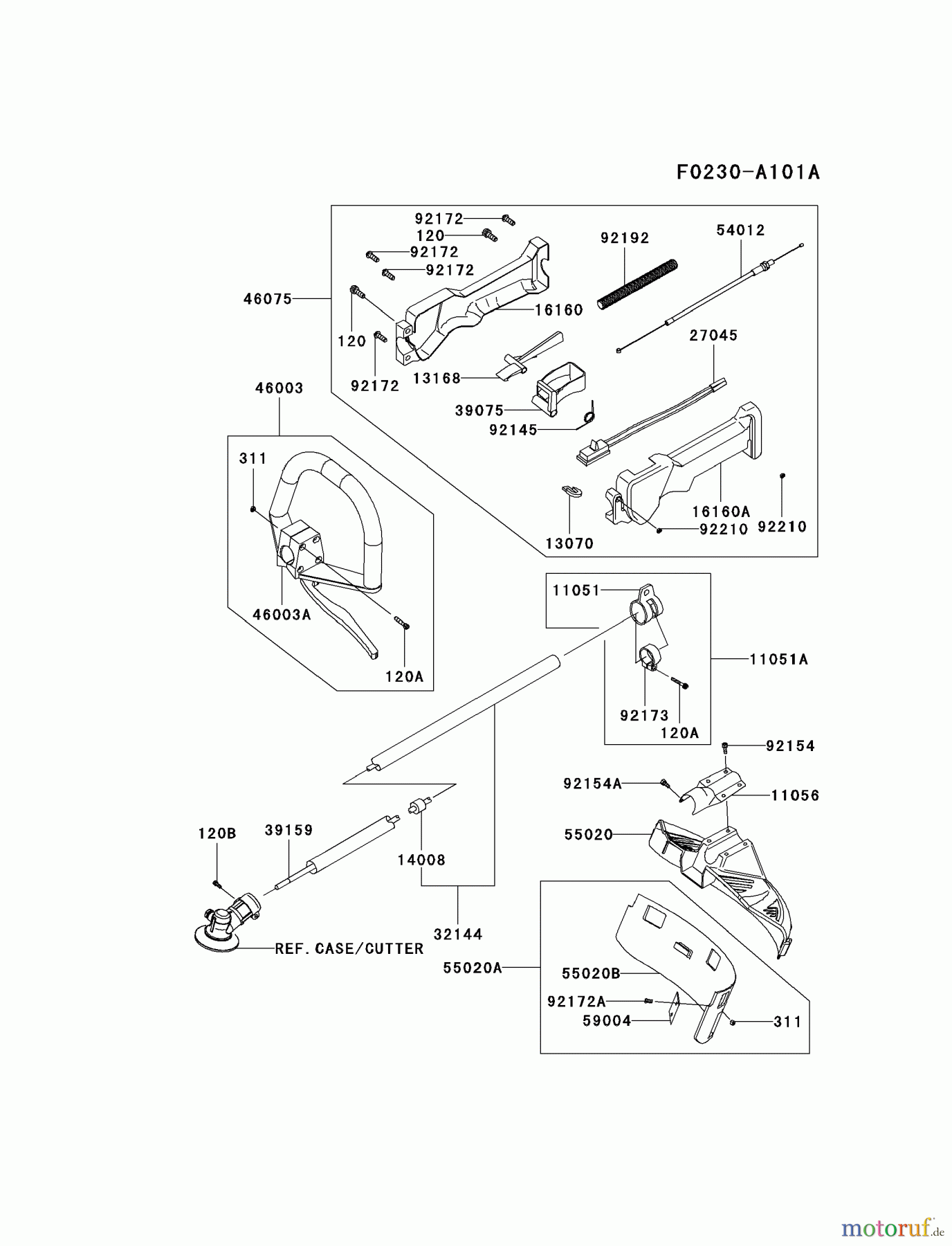  Kawasaki Geräte Trimmer, Faden / Bürste KBL35B-A1 (KBL35B) - Kawasaki Brush Cutter PIPE/HANDLE/GUARD