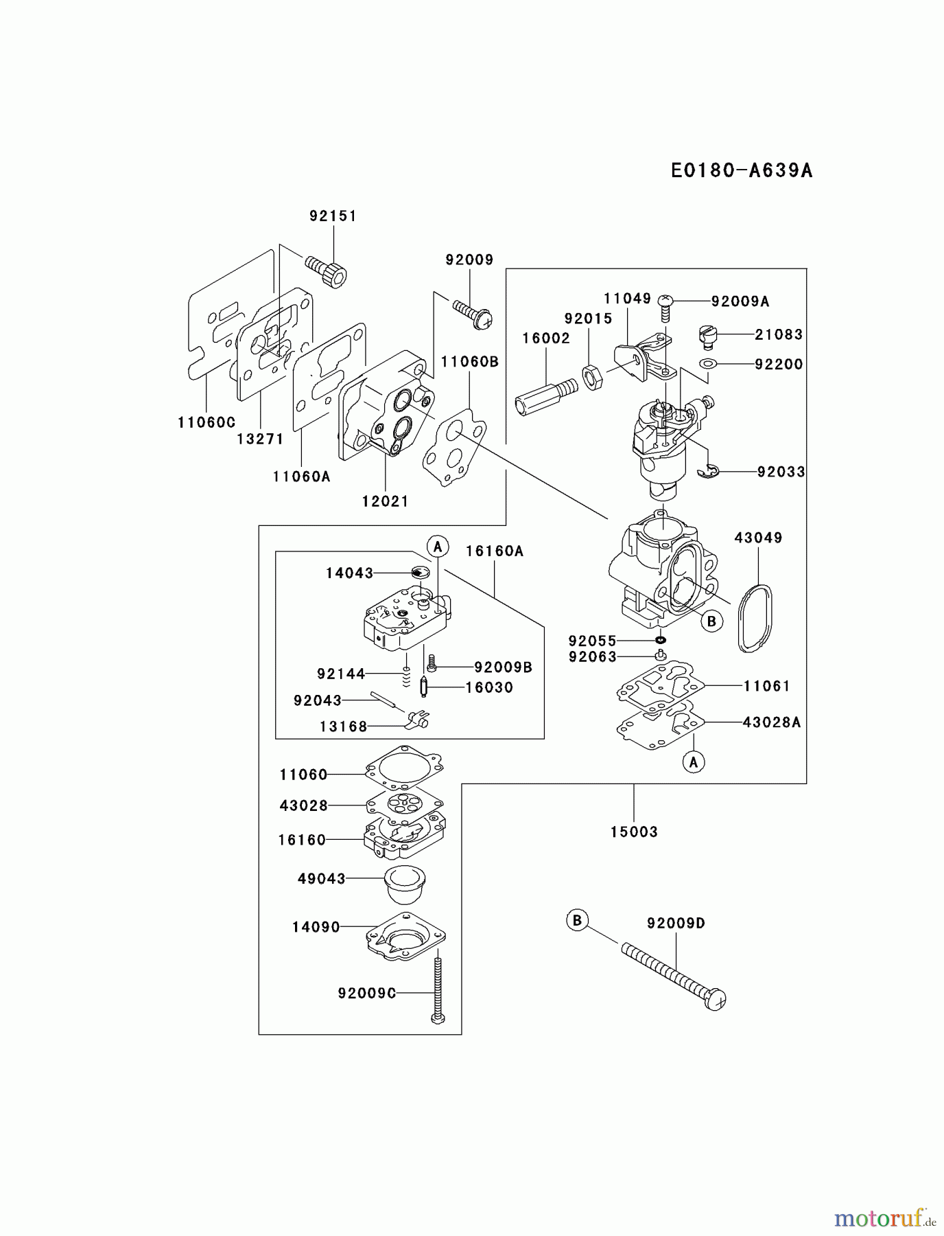  Kawasaki Geräte Trimmer, Faden / Bürste KGT26AC-A1 (KGT26AC) - Kawasaki Grass Trimmer CARBURETOR