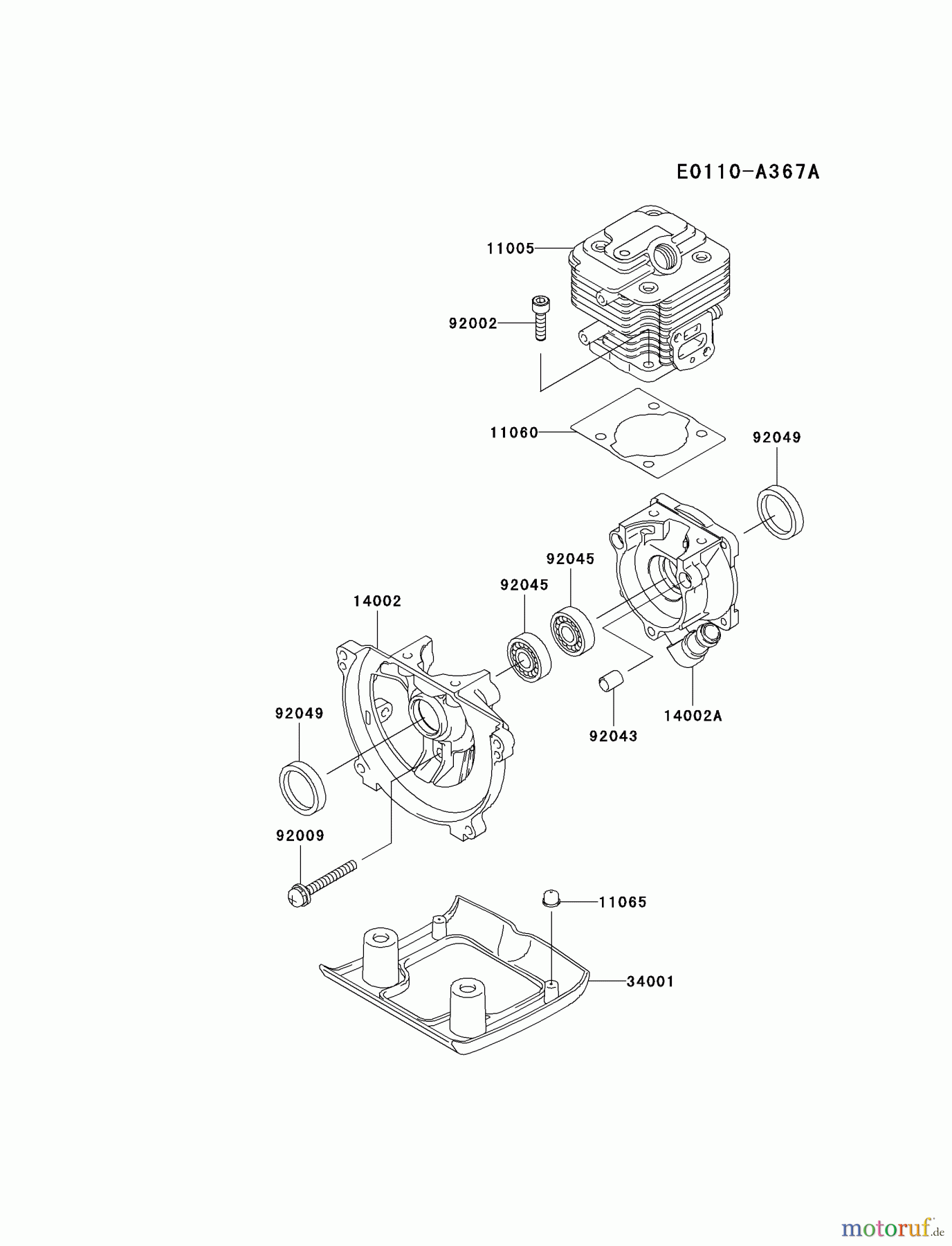  Kawasaki Geräte Trimmer, Faden / Bürste KTR26AC-A2 (KTR26AC) - Kawasaki Grass Trimmer CYLINDER/CRANKCASE