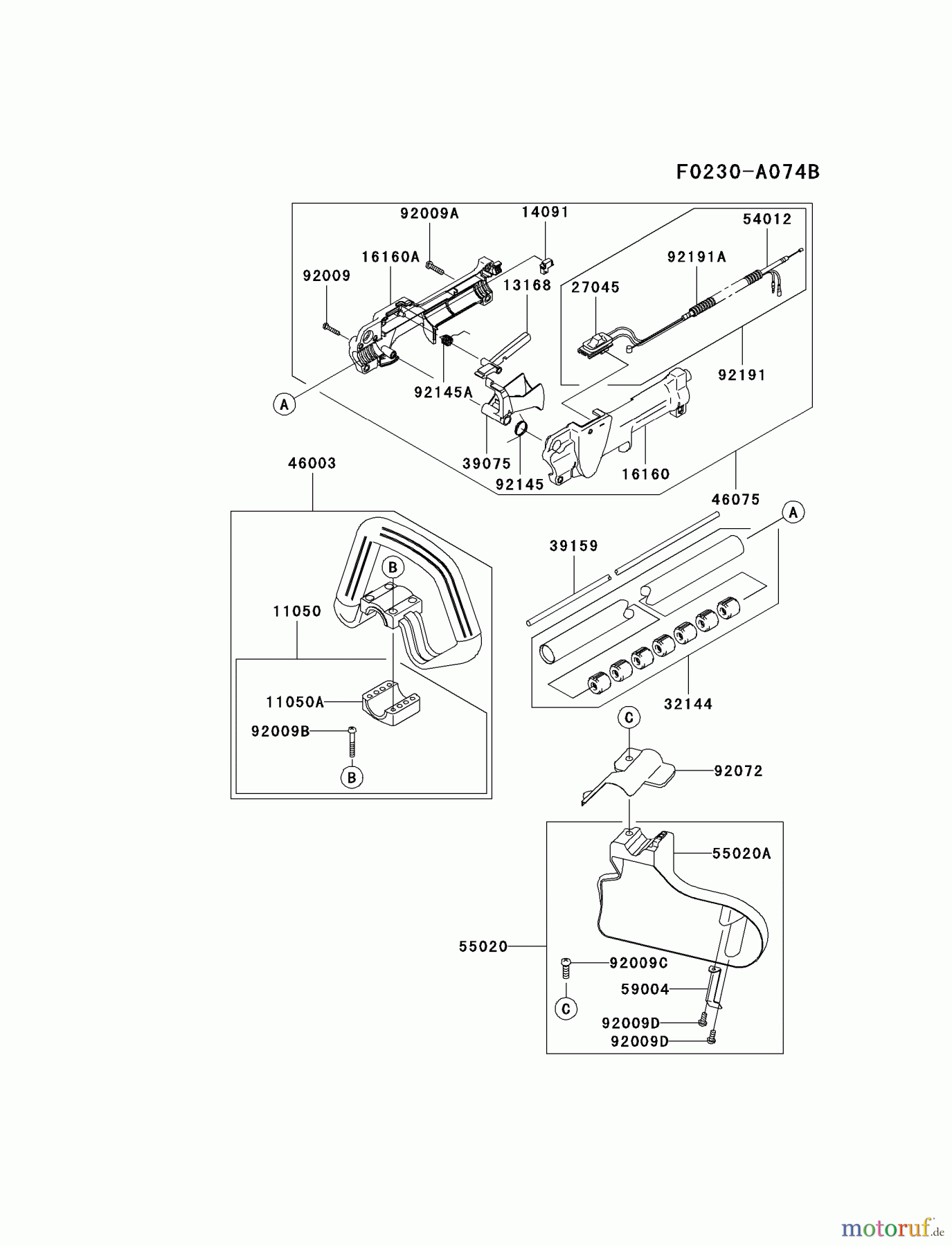  Kawasaki Geräte Trimmer, Faden / Bürste KGT27B-A2 (KGT27B) - Kawasaki Grass Trimmer PIPE/HANDLE/GUARD