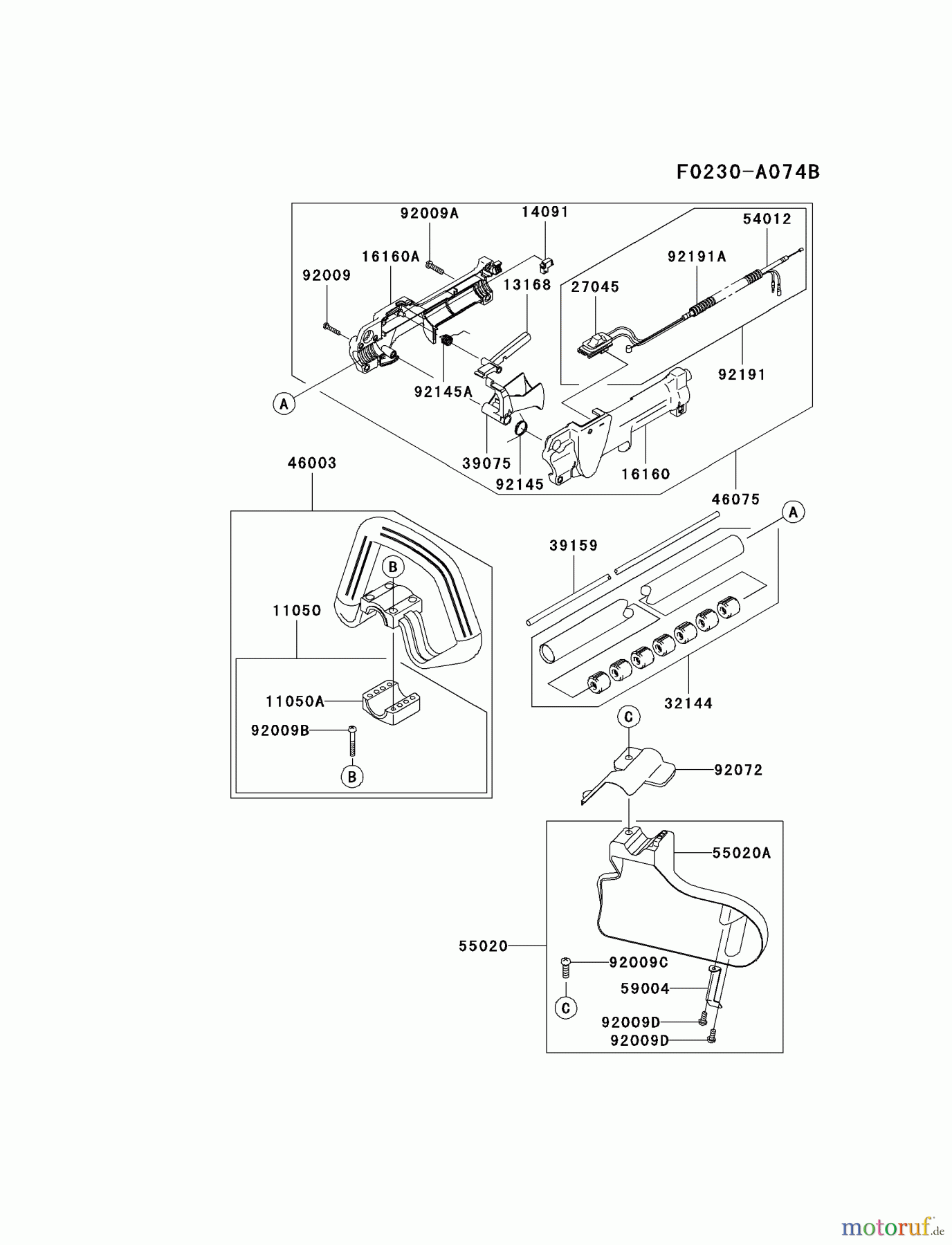  Kawasaki Geräte Trimmer, Faden / Bürste KGT27B-A3 (KGT27B) - Kawasaki Grass Trimmer PIPE/HANDLE/GUARD