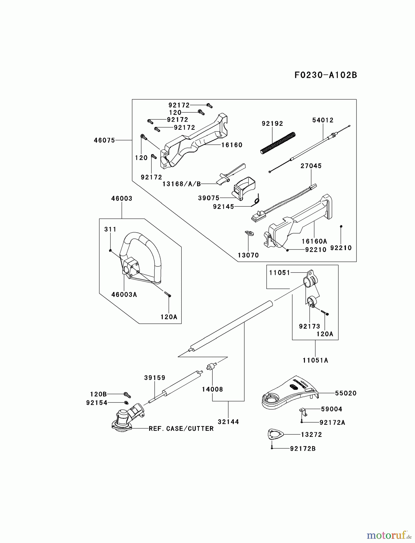  Kawasaki Geräte Trimmer, Faden / Bürste KGT35B-A2 (KGT35B) - Kawasaki Grass Trimmer PIPE/HANDLE/GUARD