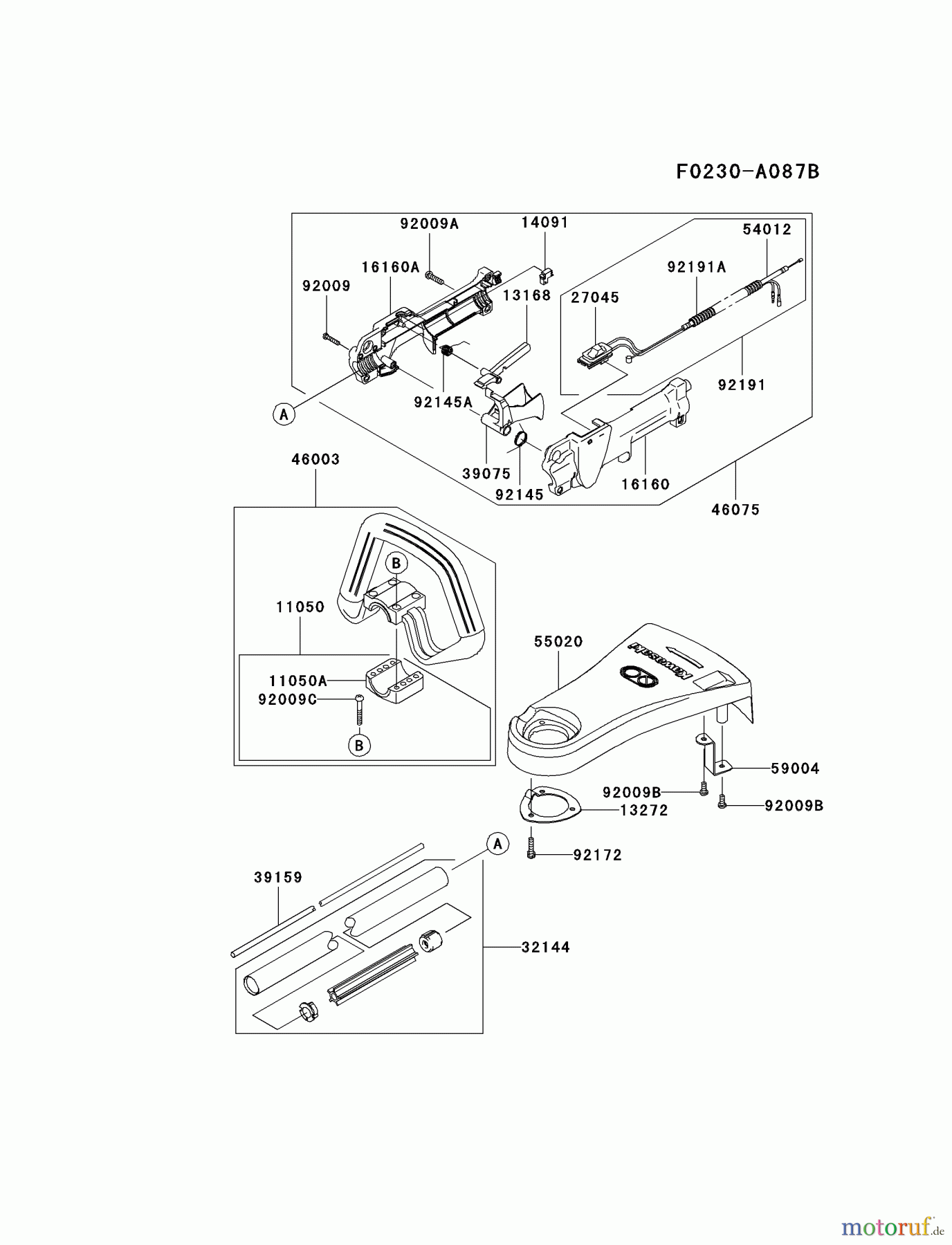  Kawasaki Geräte Trimmer, Faden / Bürste KTF27A-A1 (KTF27A) - Kawasaki Grass Trimmer PIPE/HANDLE/GUARD