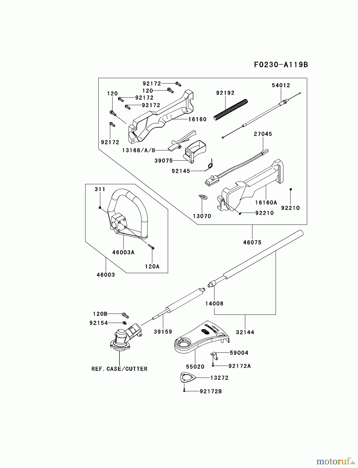  Kawasaki Geräte Trimmer, Faden / Bürste KTF27B-A4 (KTF27B) - Kawasaki Grass Trimmer PIPE/HANDLE/GUARD