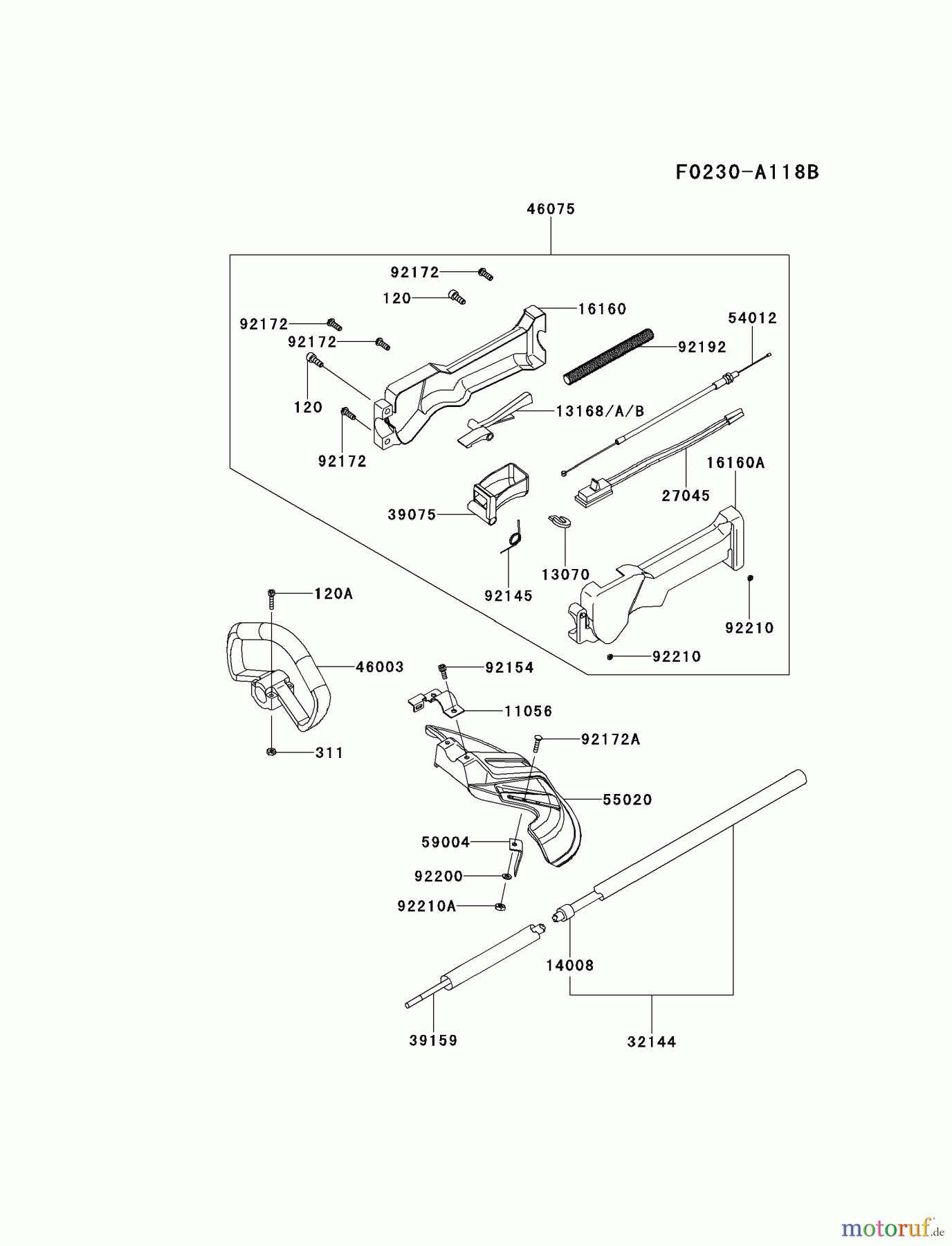  Kawasaki Geräte Trimmer, Faden / Bürste KTFR27A-A3 (KTFR27A) - Kawasaki Grass Trimmer PIPE/HANDLE/GUARD