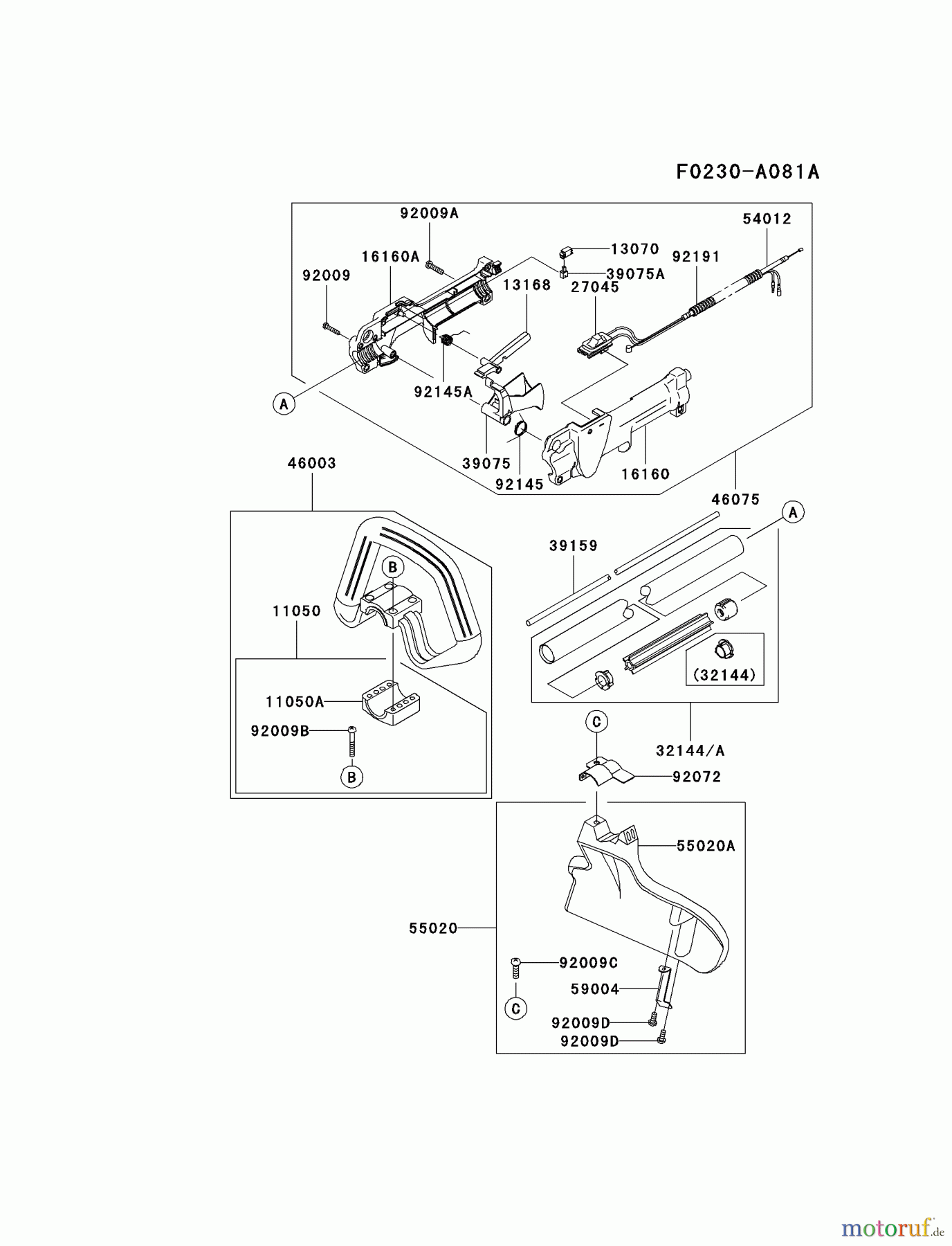  Kawasaki Geräte Trimmer, Faden / Bürste KTR26AC-A2 (KTR26AC) - Kawasaki Grass Trimmer PIPE/HANDLE/GUARD