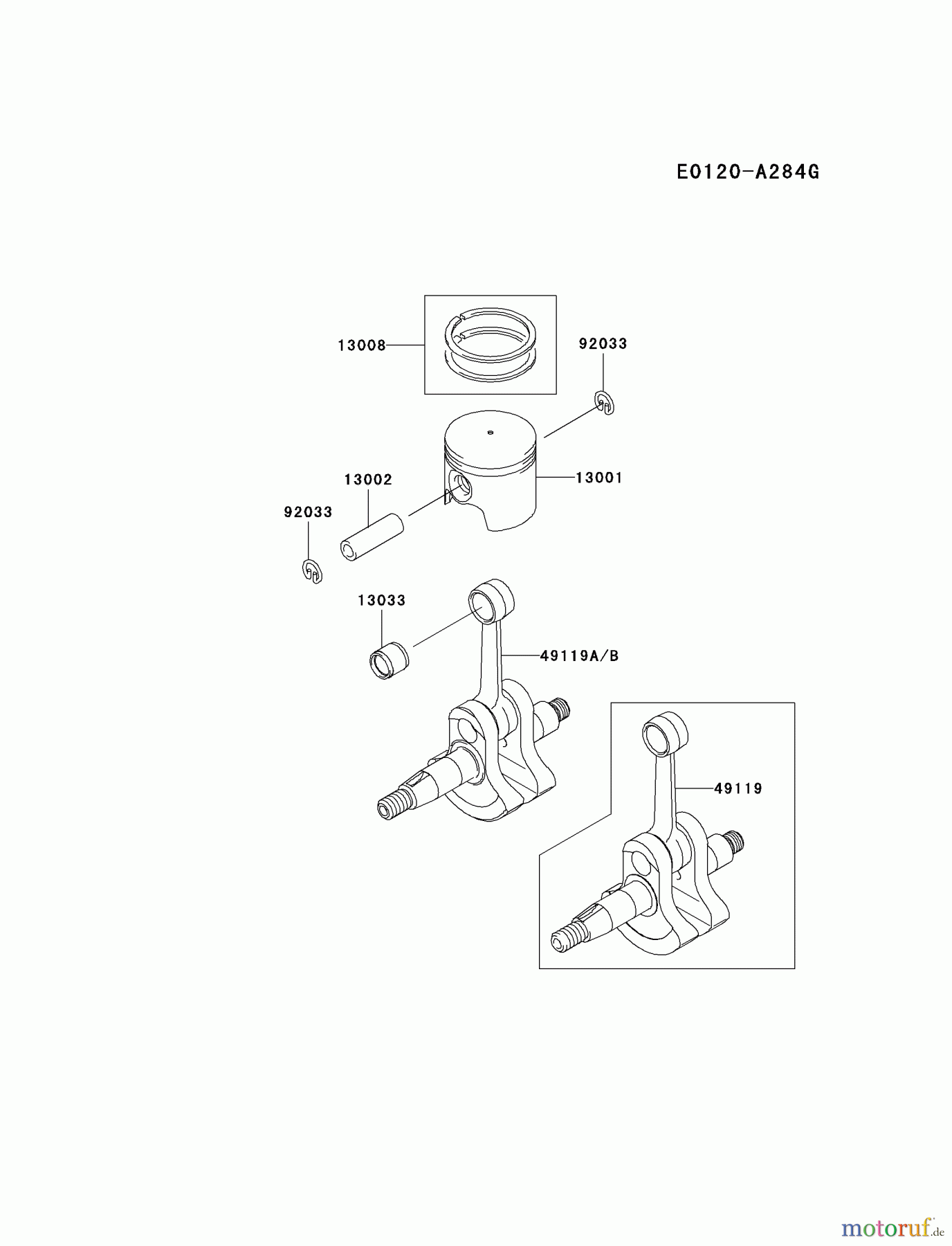  Kawasaki Geräte Trimmer, Faden / Bürste KTR27A-A3 (KTR27A) - Kawasaki Grass Trimmer PISTON/CRANKSHAFT