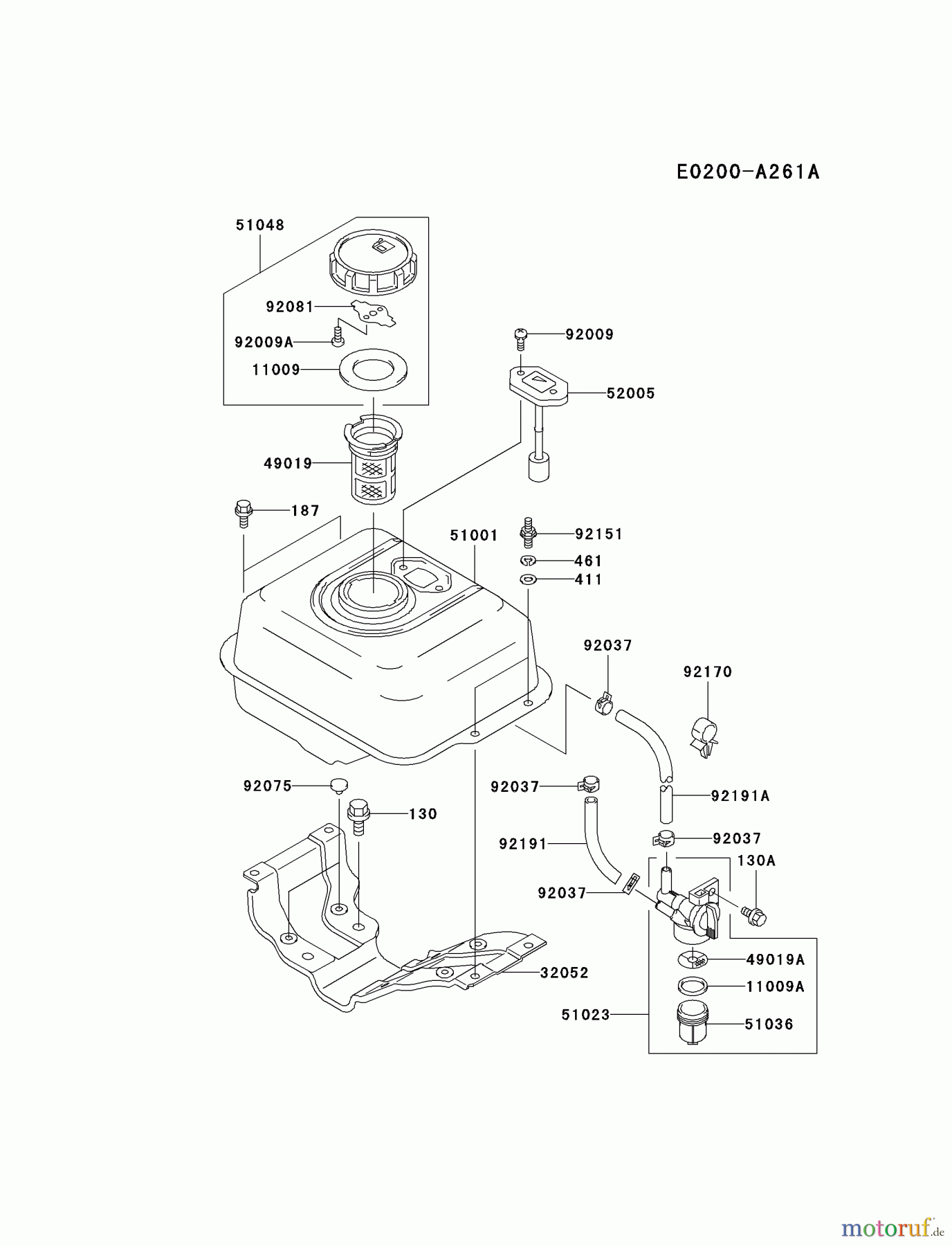  Kawasaki Geräte Wasserpumpen HC080A-BS00 - Kawasaki Water Pump KWN30A FUEL-TANK/FUEL-VALVE