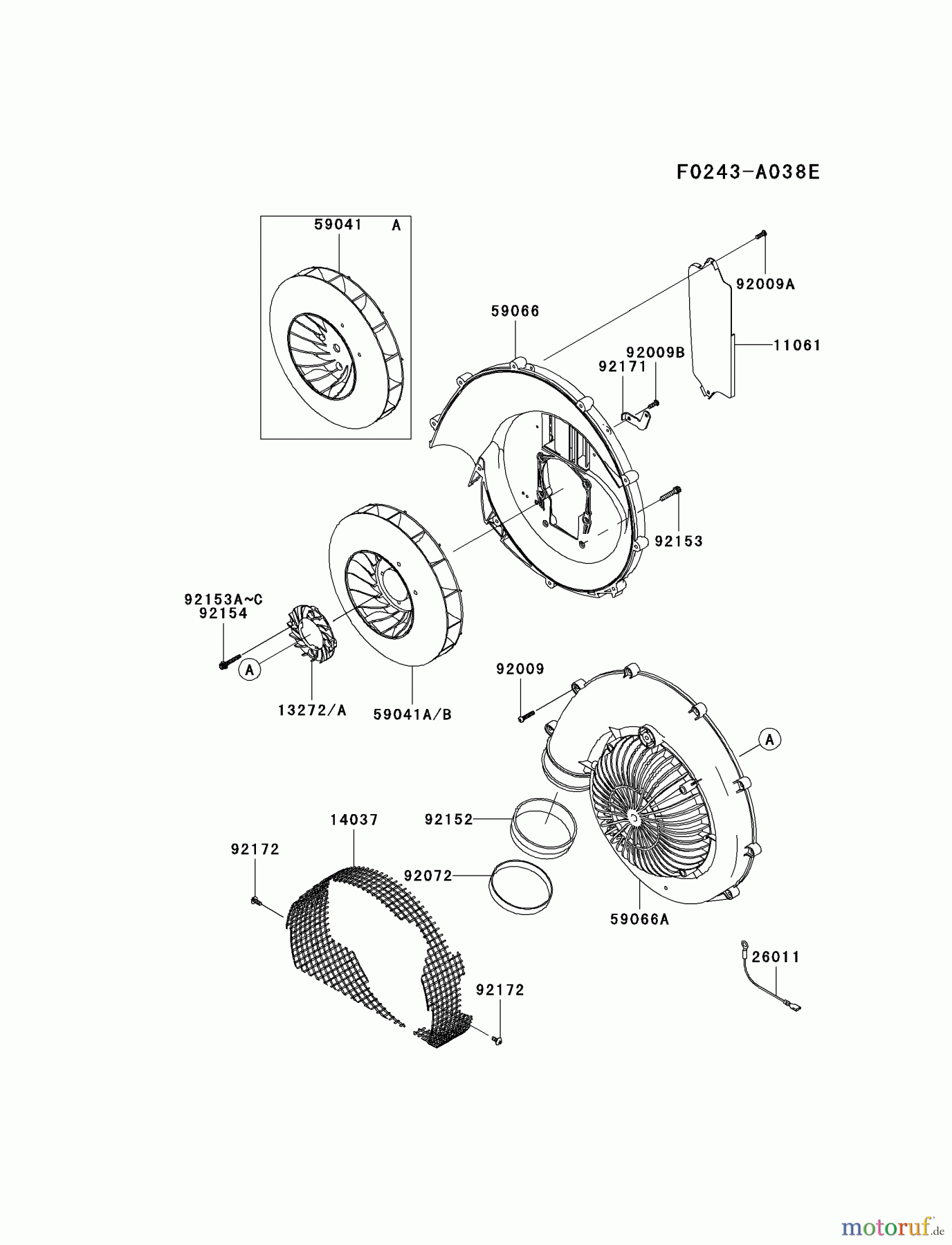  Kawasaki Geräte Bläser / Sauger / Häcksler / Zerkleinerer KRB750A-A2 (KRB750A) - Kawasaki Backpack Blower HOUSING