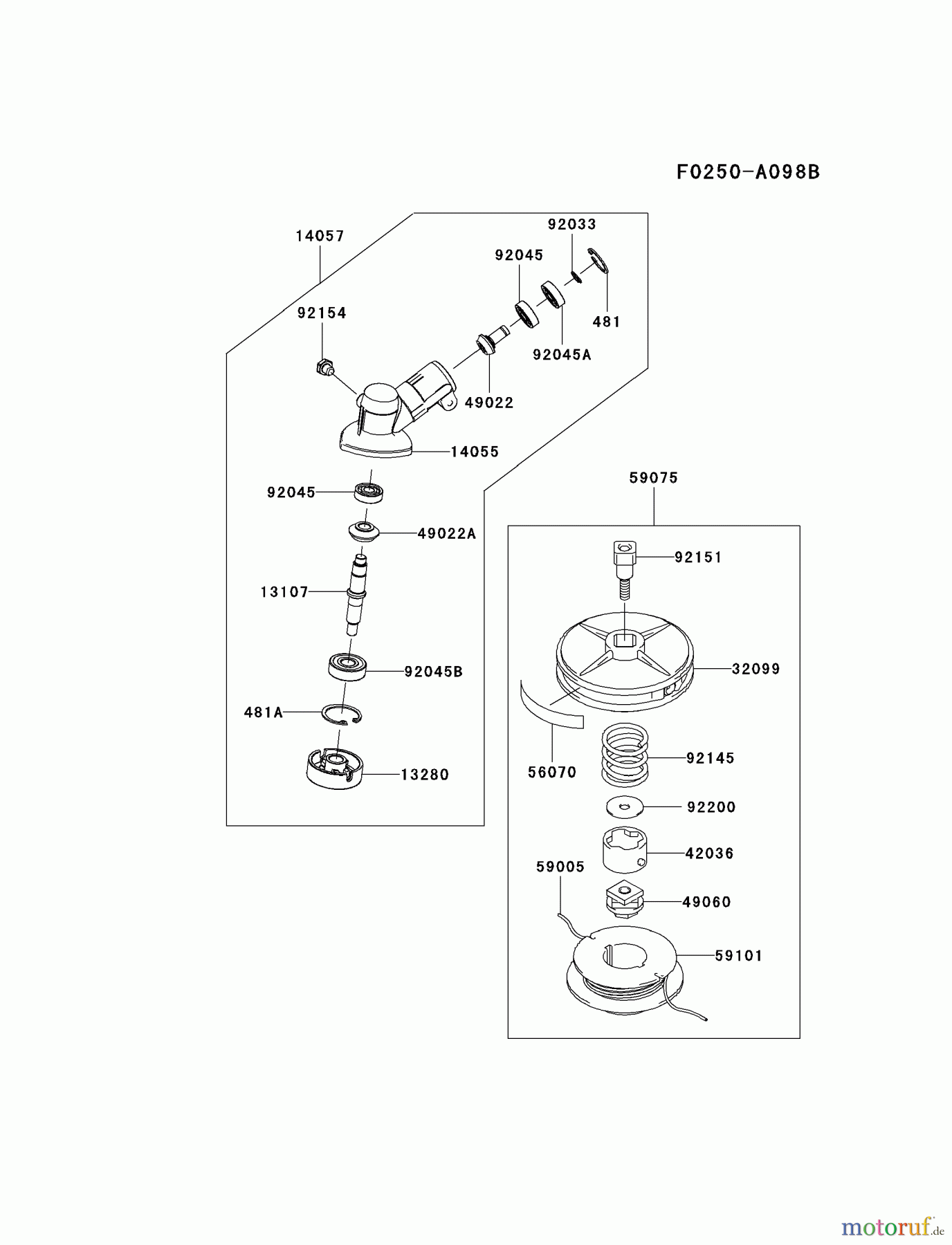  Kawasaki Geräte Trimmer, Faden / Bürste HA027X-BS00 (KGT27C) - Kawasaki Grass Trimmer CASE/CUTTER