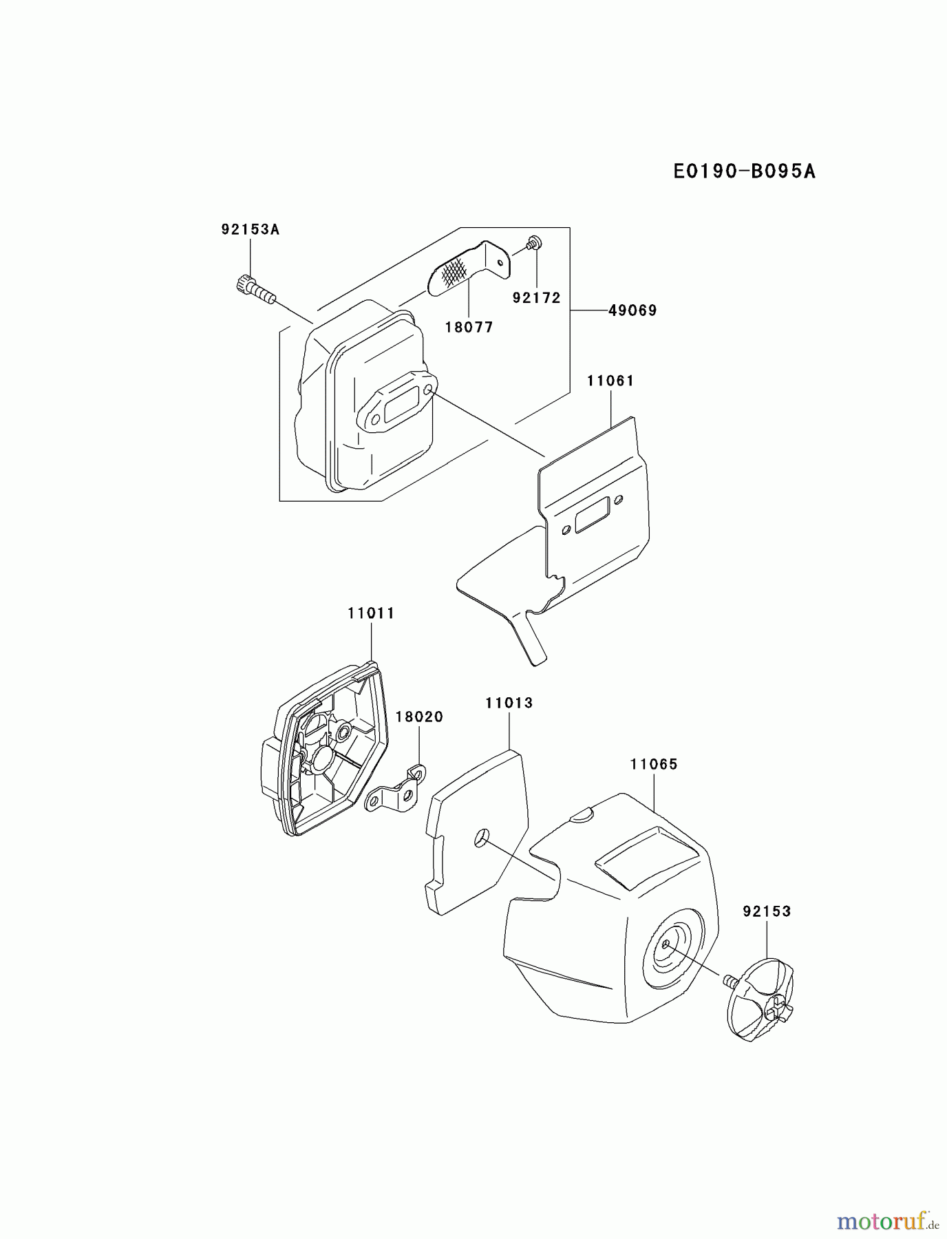  Kawasaki Geräte Trimmer, Faden / Bürste KTFR27A-A1 (KTFR27A) - Kawasaki Grass Trimmer AIR-FILTER/MUFFLER