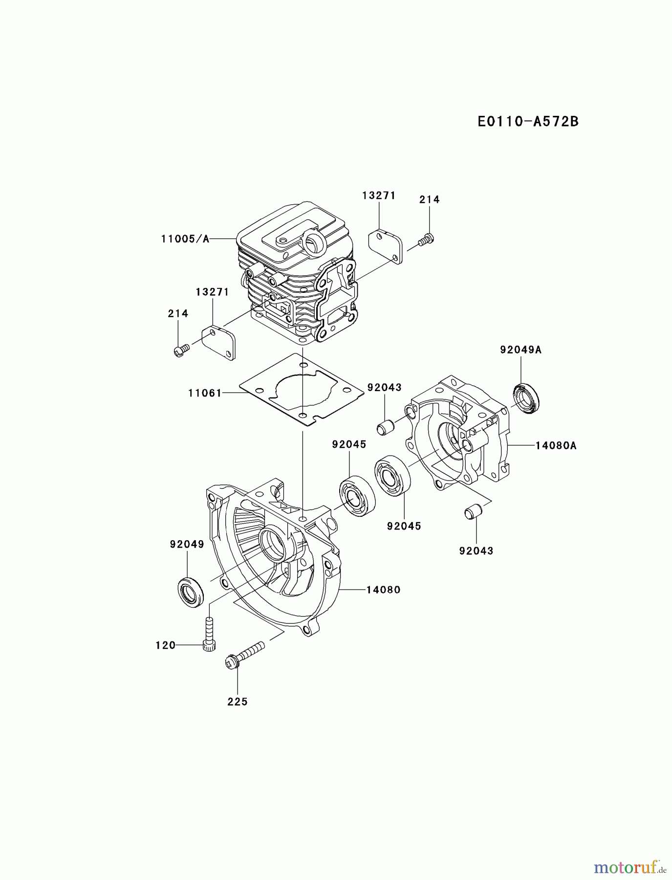  Kawasaki Geräte Bläser / Sauger / Häcksler / Zerkleinerer KRH300A-A1 (KRH300A) - Kawasaki Handheld Blower CYLINDER/CRANKCASE