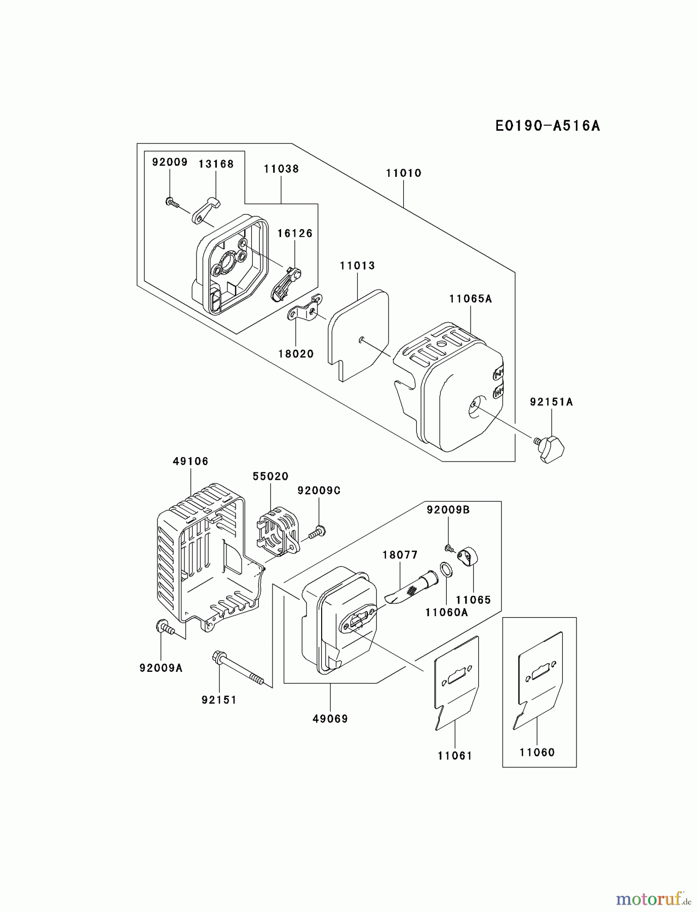  Kawasaki Geräte Kantenschneider HE026A-AS00 (KEL26A) - Kawasaki Edger AIR-FILTER/MUFFLER