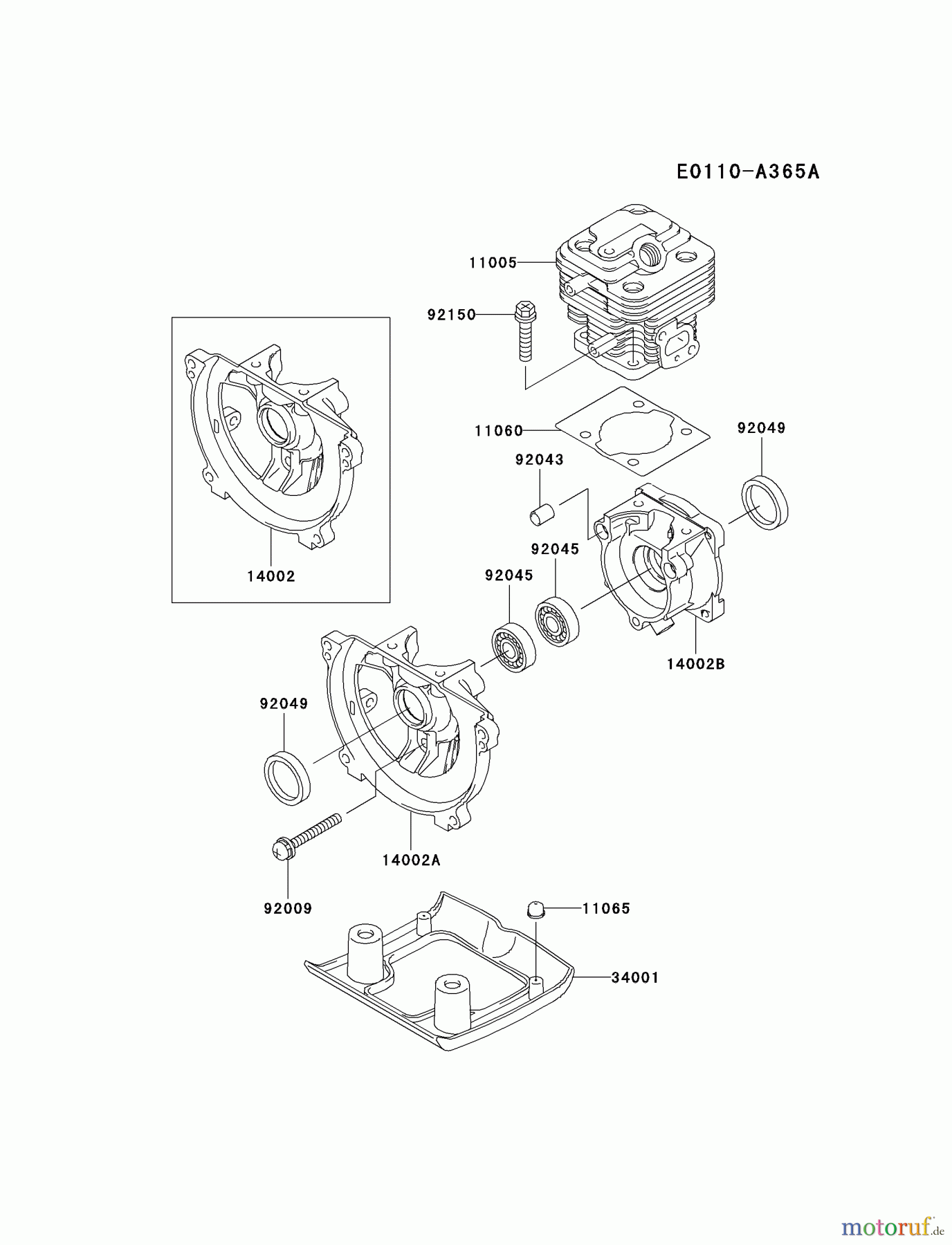  Kawasaki Geräte Kantenschneider HE026A-AS00 (KEL26A) - Kawasaki Edger CYLINDER/CRANKCASE