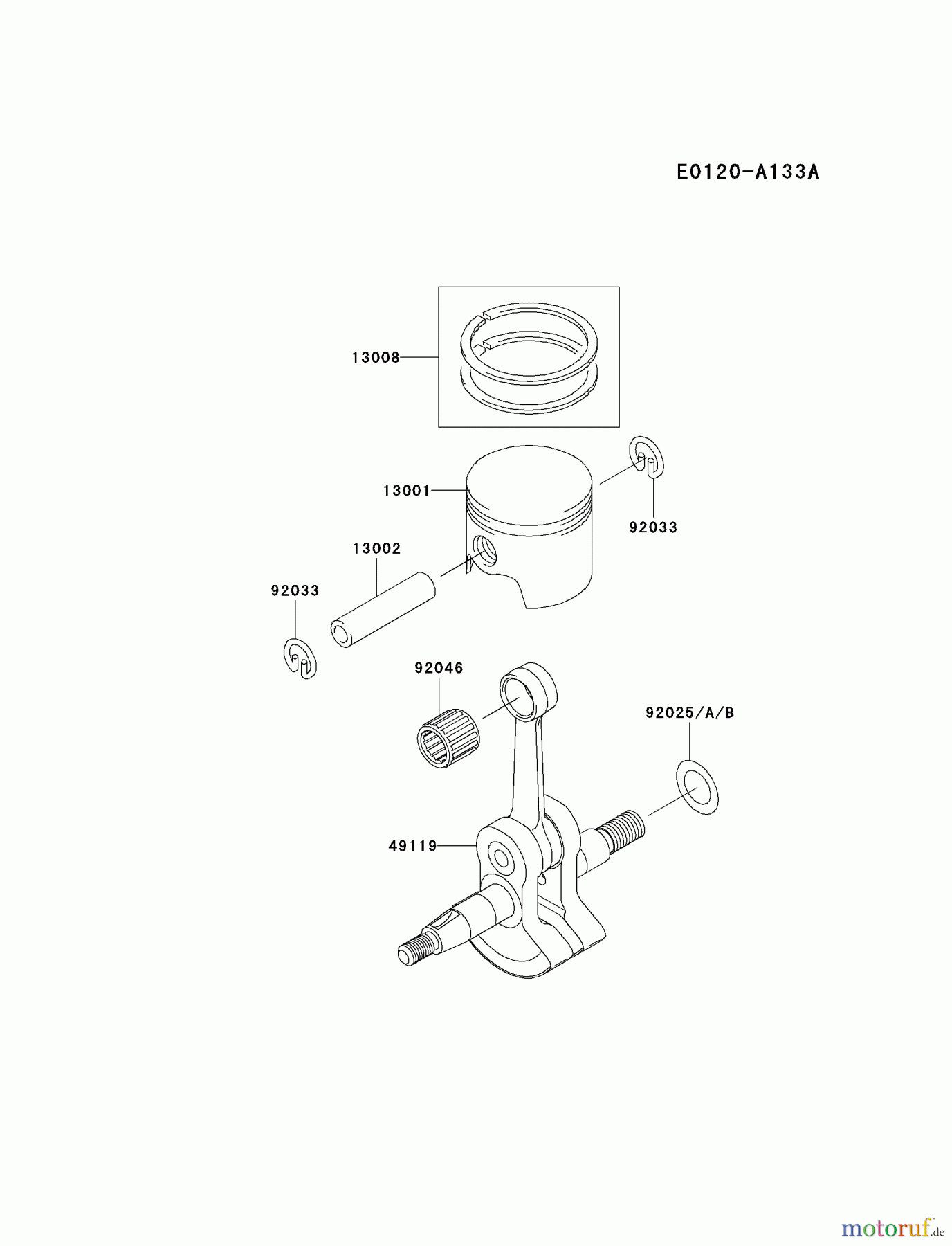  Kawasaki Geräte Trimmer, Faden / Bürste HA026F-BS01 (KBL26A) - Kawasaki Brush Cutter PISTON/CRANKSHAFT