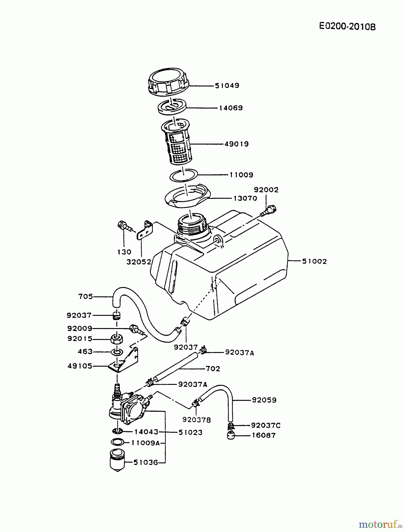  Kawasaki Geräte Stromerzeuger GA550A-CS00 (GA550A) - Kawasaki Generator FUEL-TANK/FUEL-VALVE