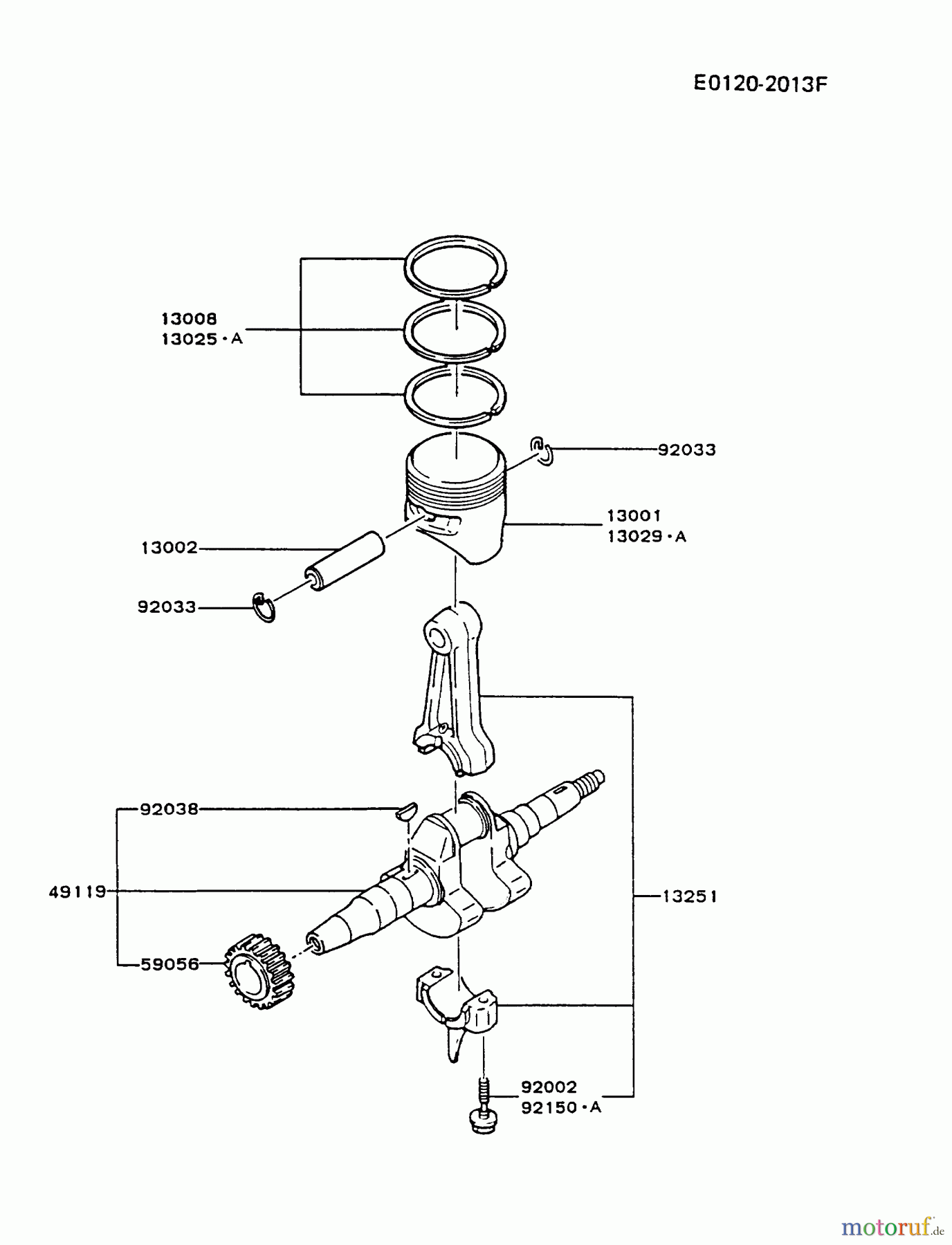  Kawasaki Geräte Stromerzeuger GAH20A-DS00 (GA3200A) - Kawasaki Generator PISTON/CRANKSHAFT