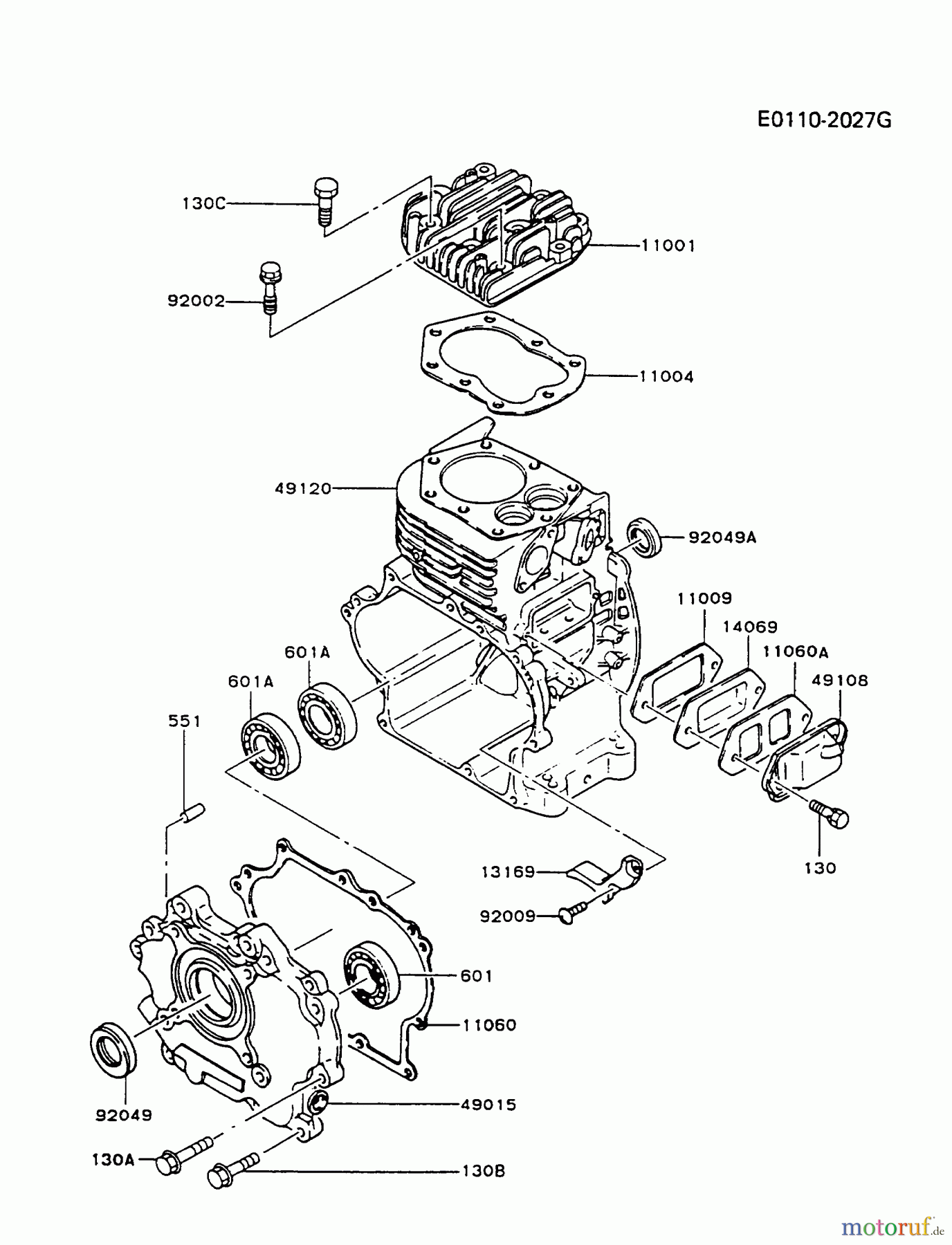  Kawasaki Geräte Stromerzeuger GAH20A-DS01 (GA3200A) - Kawasaki Generator CYLINDER/CRANKCASE