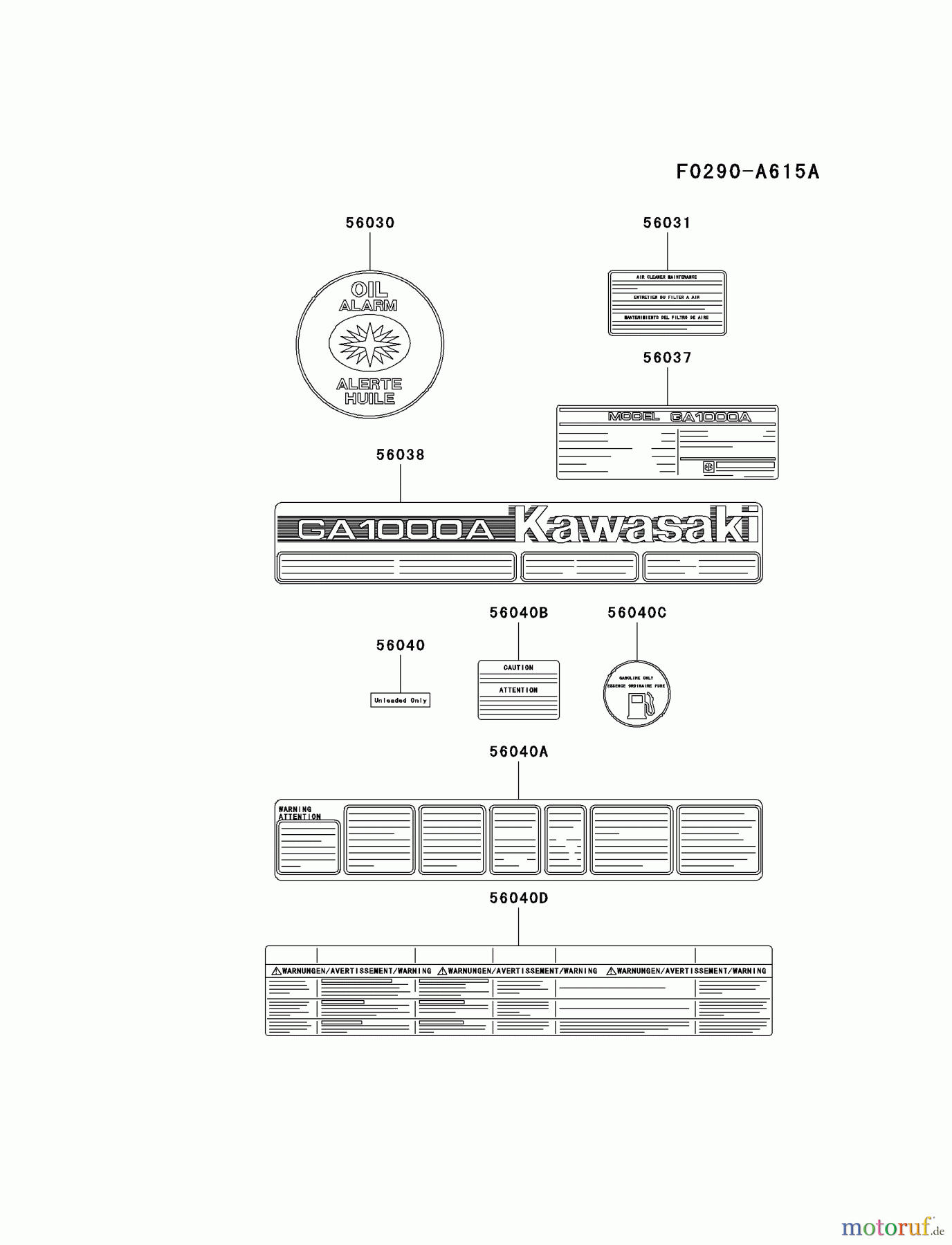  Kawasaki Geräte Stromerzeuger GAT00A-CS00 (GA1000A) - Kawasaki Generator LABEL