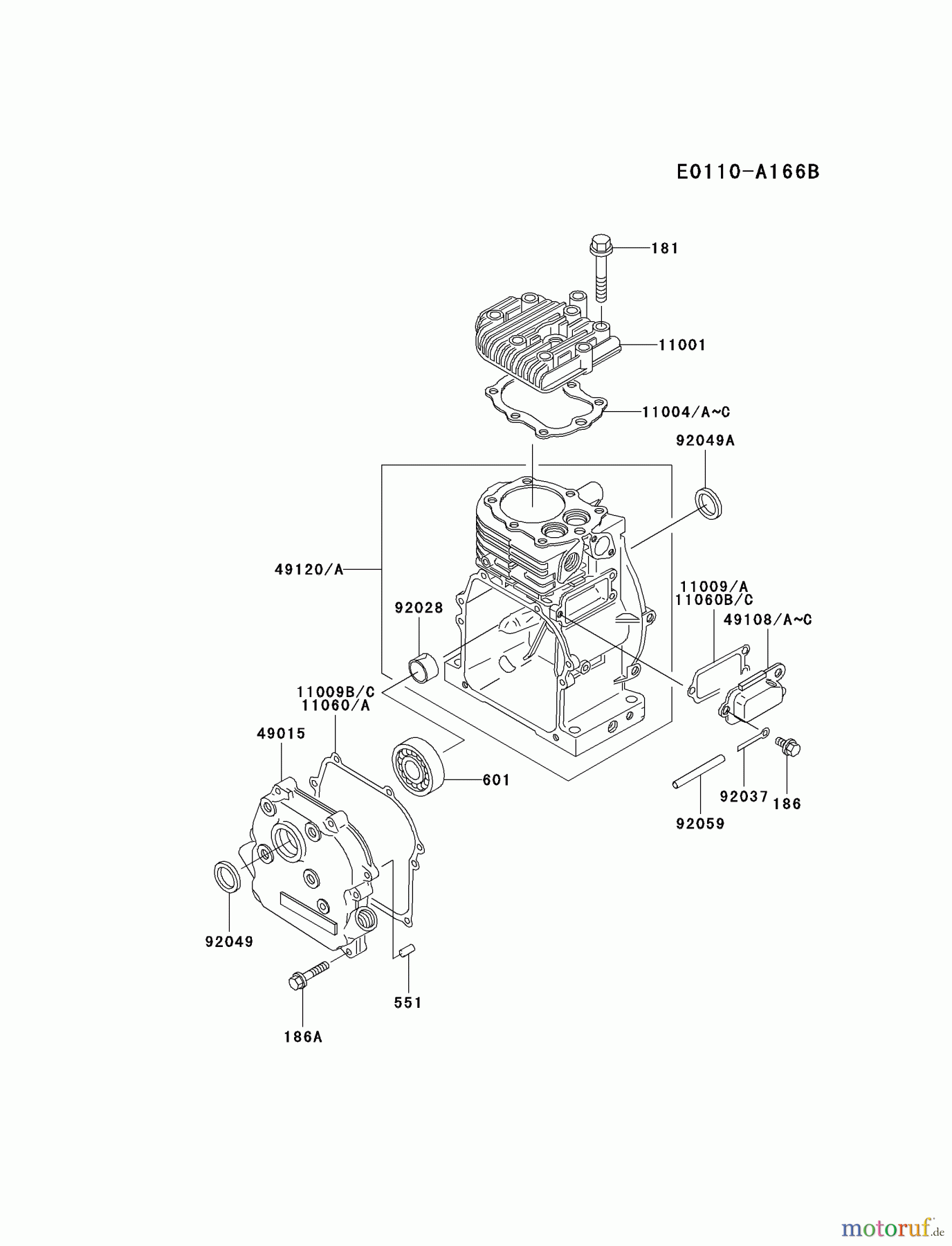  Kawasaki Geräte Stromerzeuger GAT00A-BS00 (GA1000A) - Kawasaki Generator CYLINDER/CRANKCASE