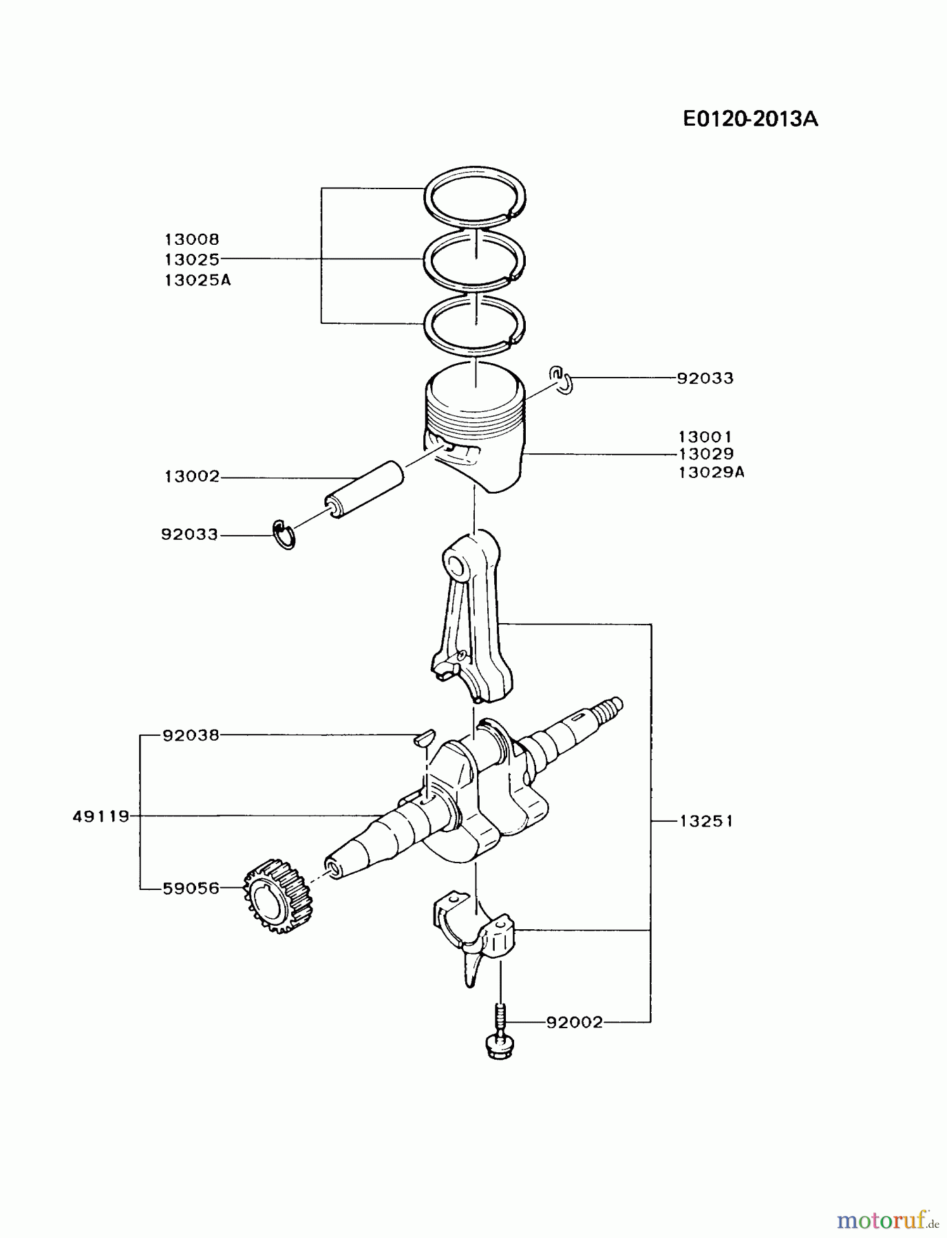  Kawasaki Geräte Stromerzeuger GAW30A-DS00 (GA2300A) - Kawasaki Generator PISTON/CRANKSHAFT