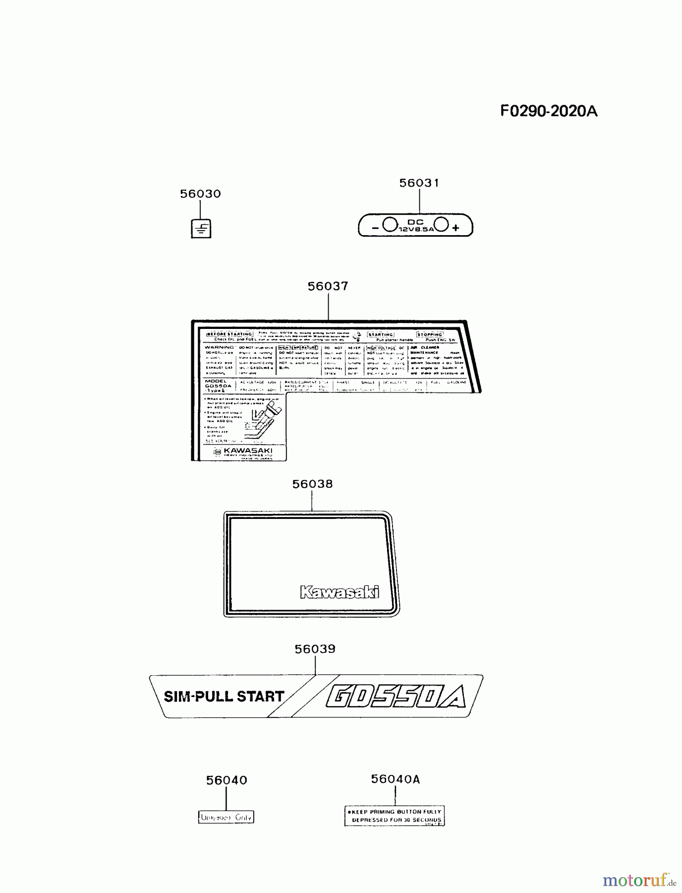  Kawasaki Geräte Stromerzeuger GD550A-BS00 (GD550A) - Kawasaki Generator LABEL