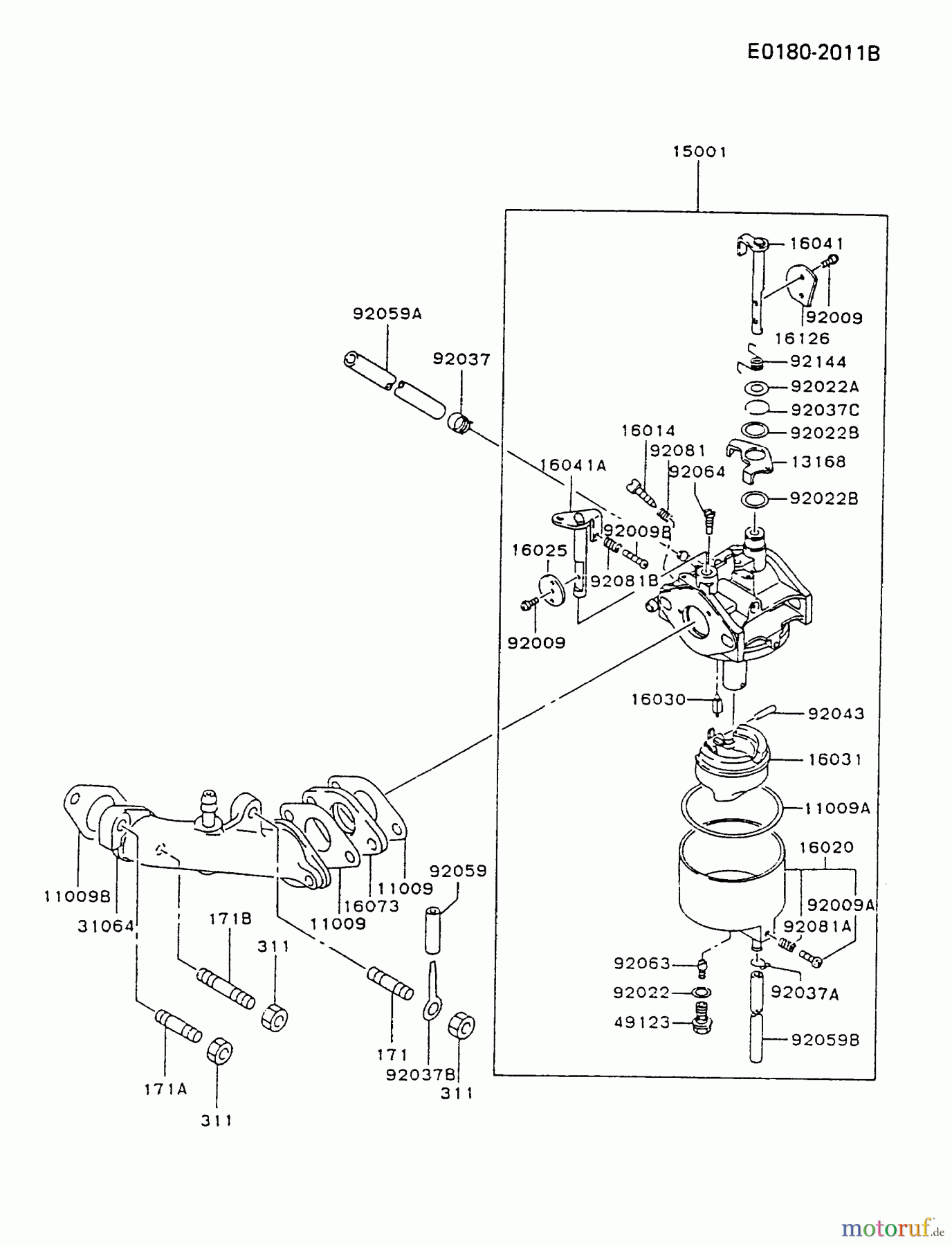  Kawasaki Geräte Stromerzeuger GA550A-BS00 (GA550A) - Kawasaki Generator CARBURETOR