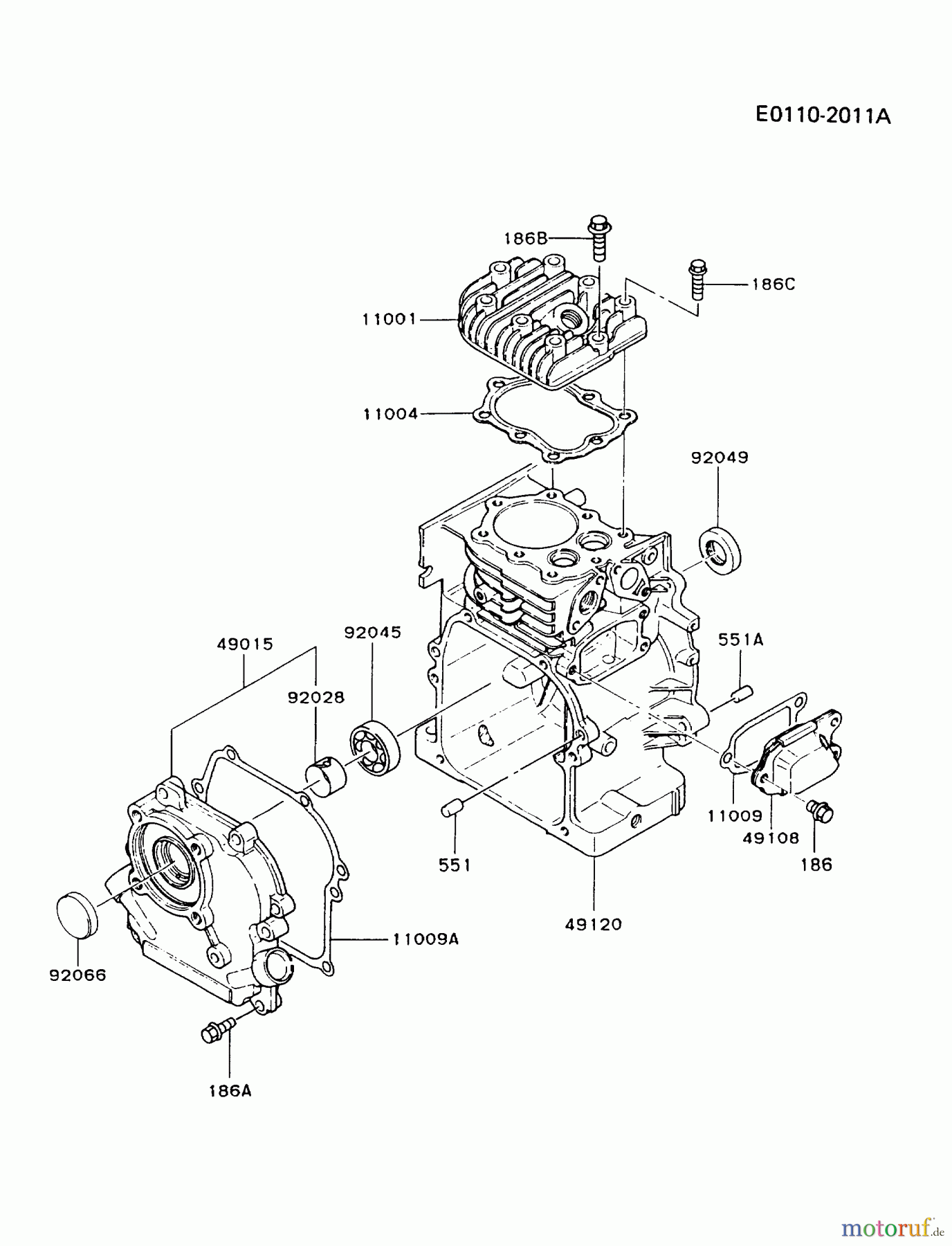  Kawasaki Geräte Stromerzeuger GD700A-BS00 (GD700A) - Kawasaki Generator CYLINDER/CRANKCASE