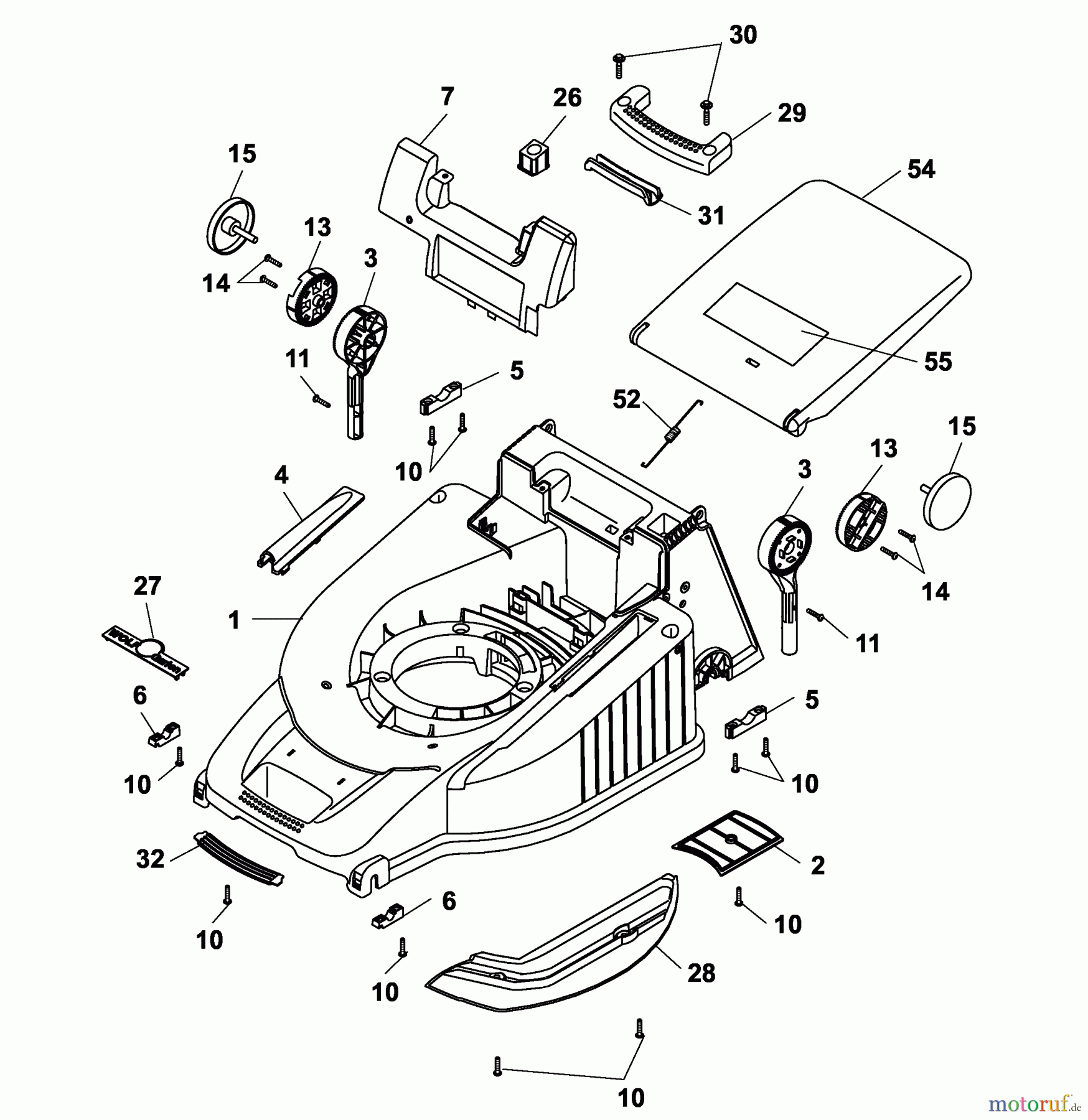  Wolf-Garten Battery mower self propelled Premio 40 ACA 4045000 Series B  (2003) Deck housing